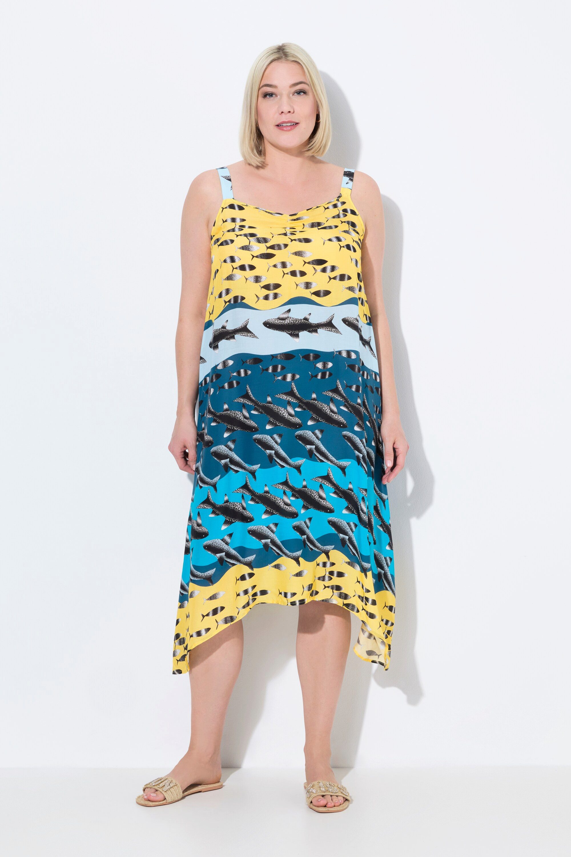 Ulla Popken Strandkleid Kleid Fische A-Linie günstig online kaufen