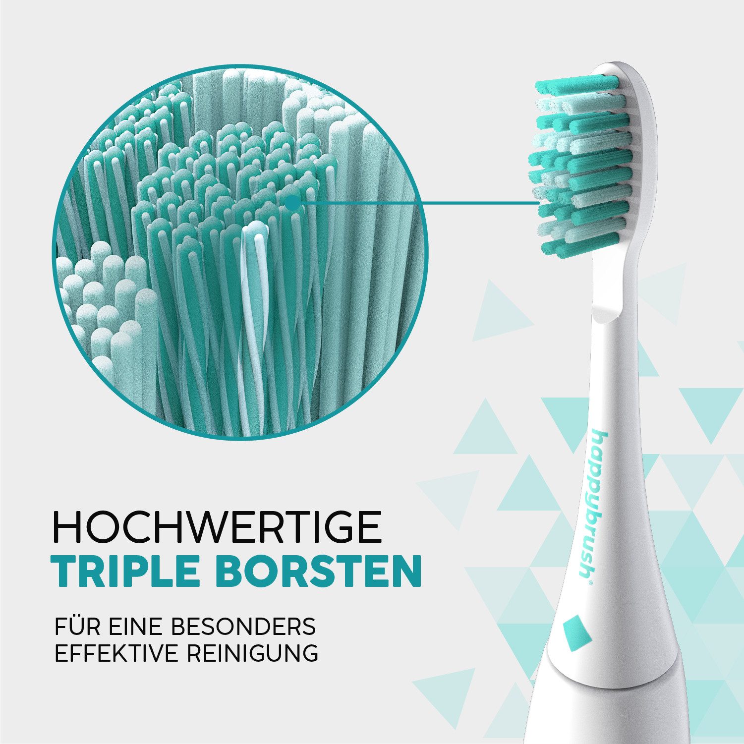 happybrush Aufsteckbürsten V3 Black-Mint - mit Wechselindikator - 9 Stück - Spar-Set, für happybrush Eco Vibe 3, hochwertige Triple-Borsten, Wechselindikator