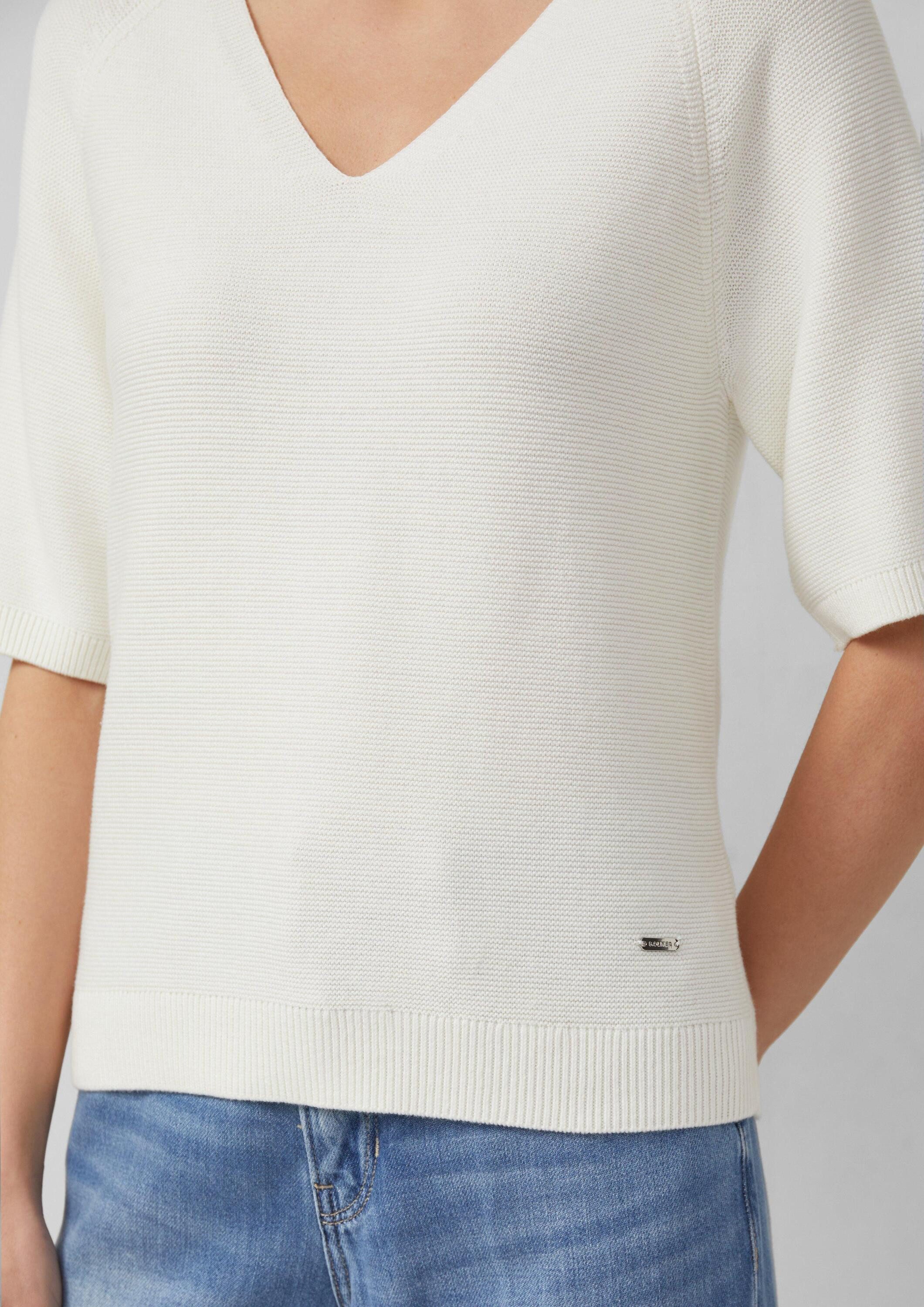 s.Oliver Kurzarmpullover Strickpullover Kurzarm-Strickpullover aus Baumwollmix