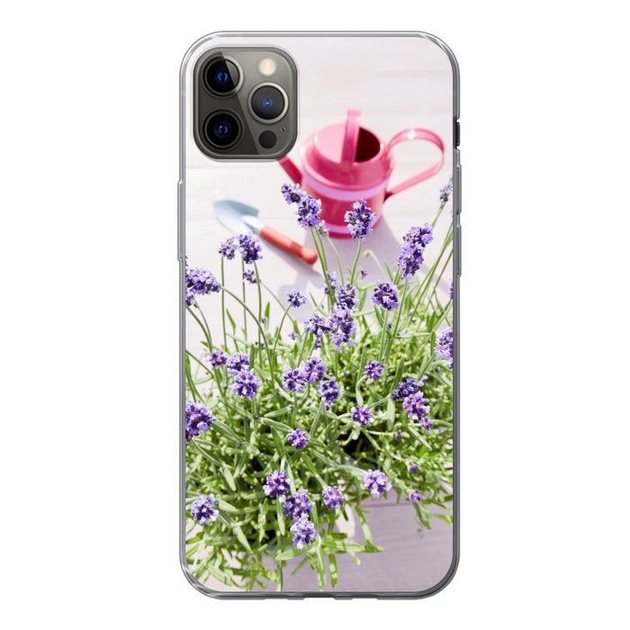 MuchoWow Handyhülle Gießkanne - Blumen - Lavendel Handyhülle Apple iPhone 13 Pro Max Smartphone-Bumper Print Handy