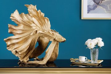 riess-ambiente Tierfigur CROWNTAIL 60cm gold (Einzelartikel, 1 St), Wohnzimmer · Kunststein · Kampffisch · Betta Skulptur · Urban Jungle