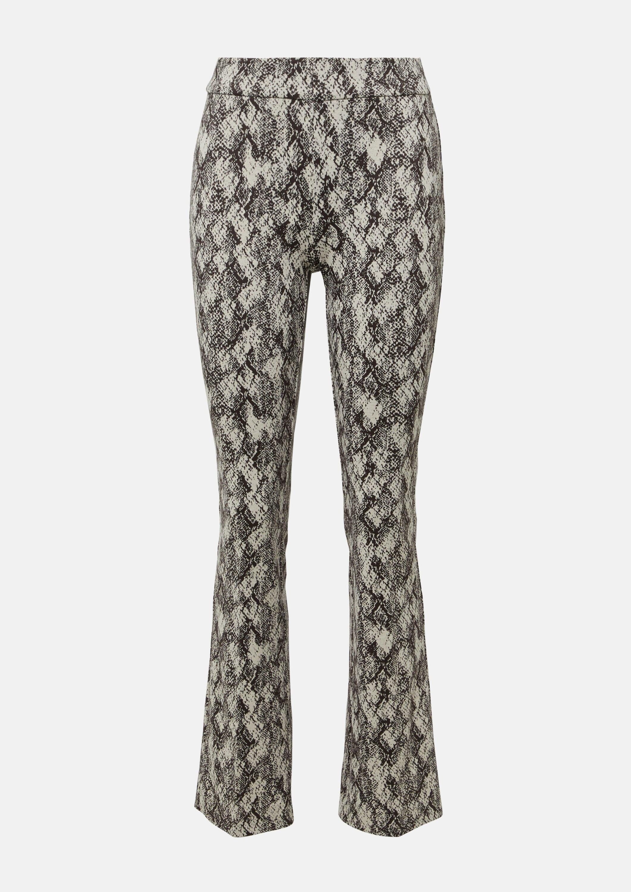 comma Chinos Hose Jacquard-Hose aus Jersey mit Animal-Print