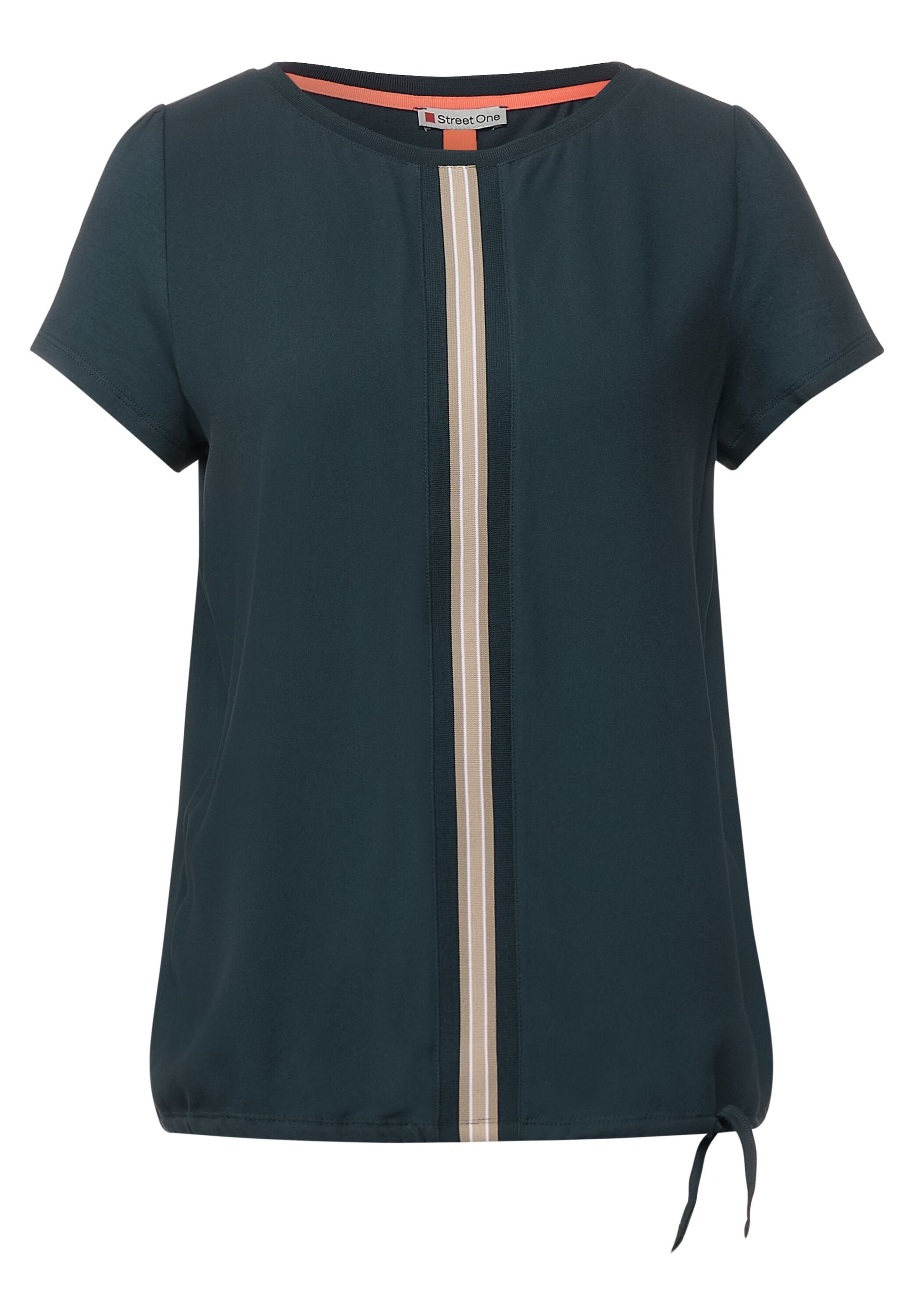 T-Shirt Rippstrickdetails cool ONE STREET vintage mit green