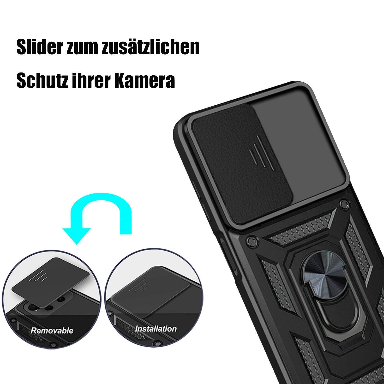 betterfon Handyhülle Panzerhülle für Samsung Galaxy A34 5G mit Kameraschutz & Ringhalter, Outdoorhülle mit Smartstand und Silikonkern – Bild 5 von 5