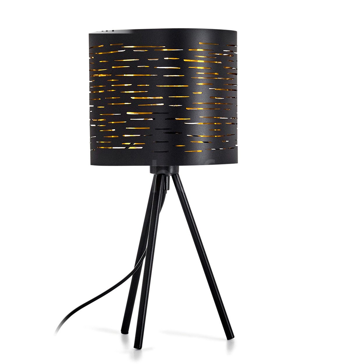 hofstein Tischleuchte »Vigone« Tischlampe aus Metall/Kunststoff in Schwarz/Gold, ohne Leuchtmittel, E14, Leseleuchte mit Lichteffekt u. An-/ Ausschalter