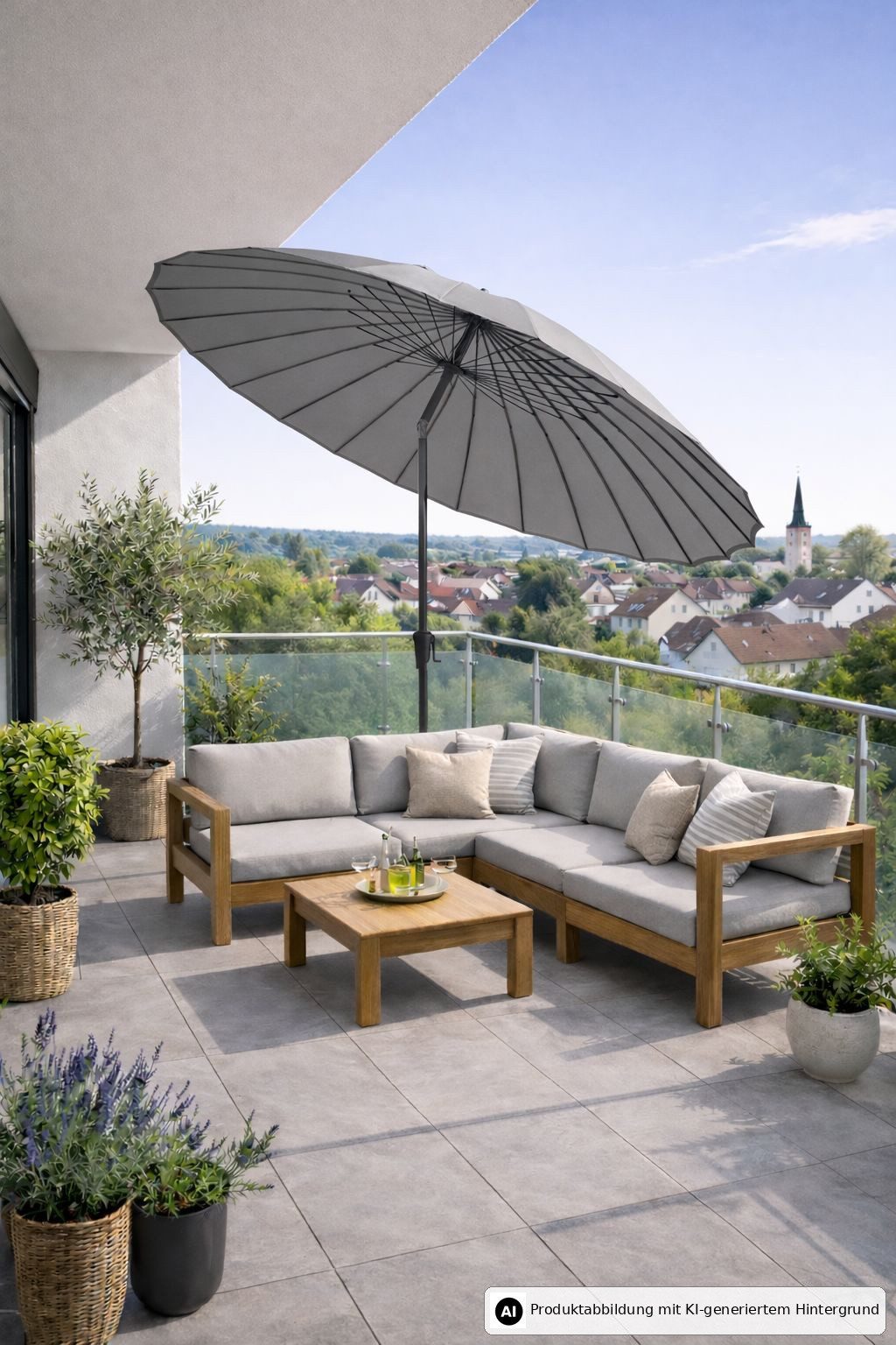 Leco Sonnenschirm Shanghai Sonnenschirm Balkonschirm Terrassenschirm Schirm, LxB: 250x260 cm, Kurbelbedienung, Abknickfunktion / Neigungsverstellung