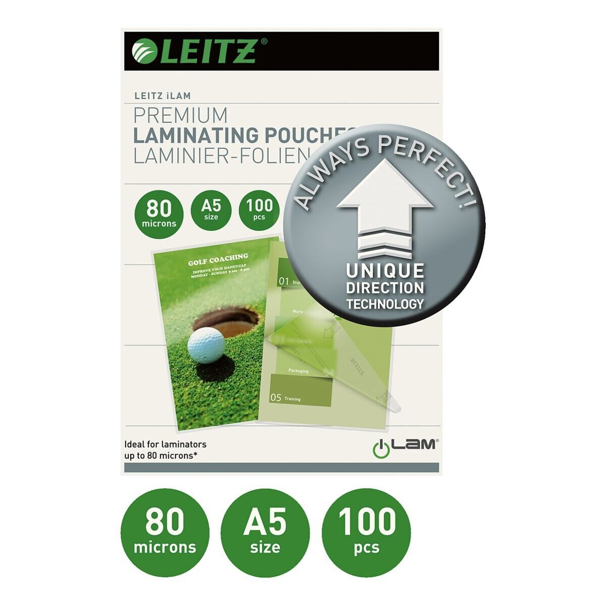 LEITZ Laminierfolie iLAM UDT, A5, 80 µm, 100 St., A5, 80 mic, glänzend