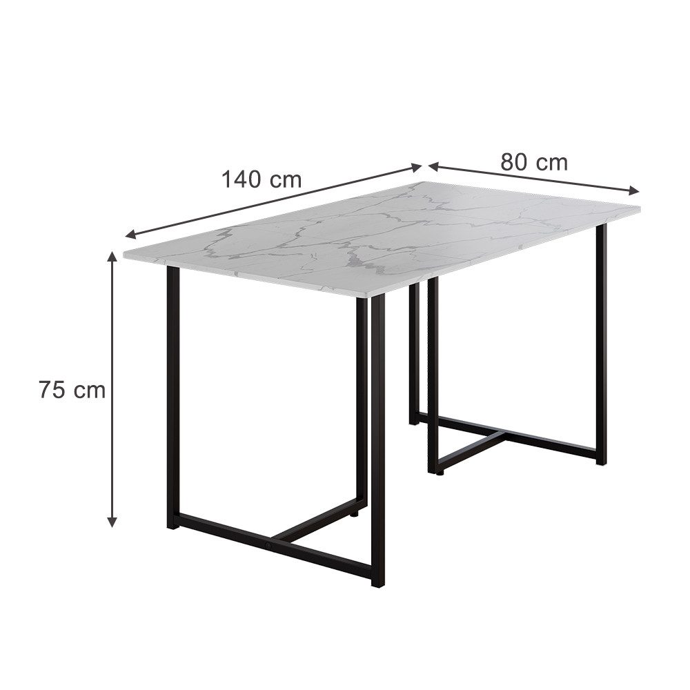 Vicco Esstisch Merido, Schwarz/Marmor-Weiß, 140 x günstig online kaufen