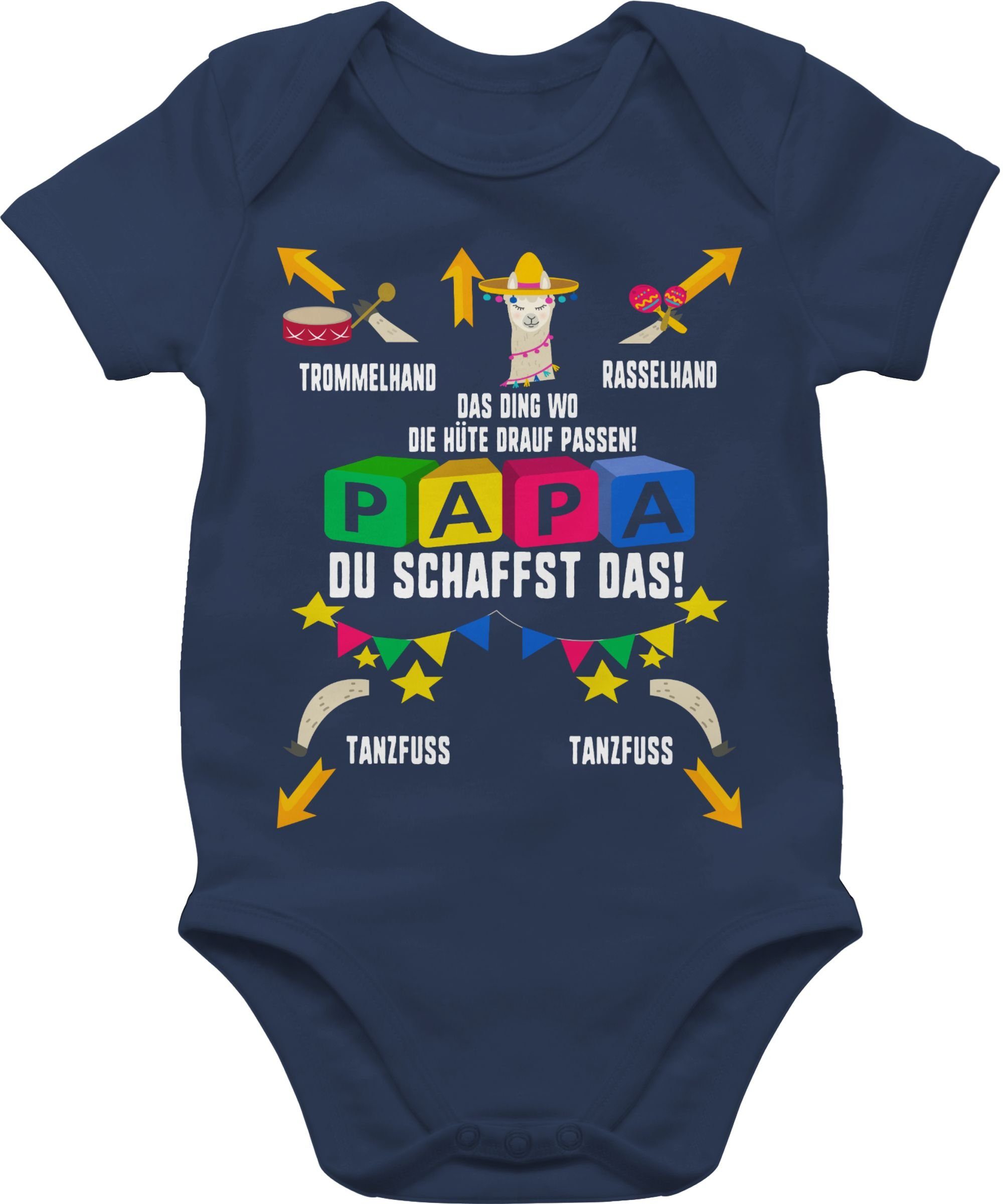 Shirtracer Shirtbody Papa du schaffst das Lama Strampler Baby Mädchen & Junge 1 Navy Blau