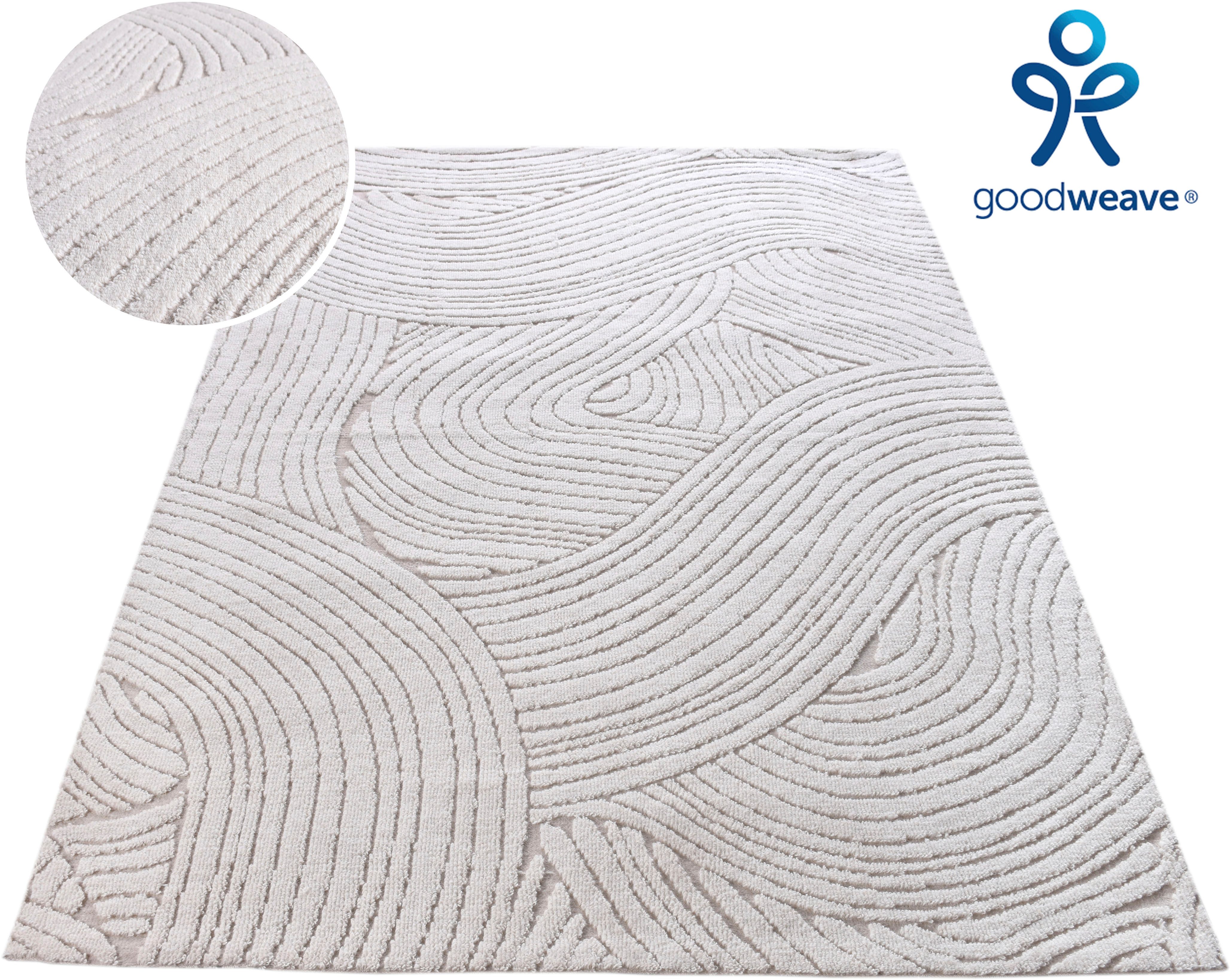 my home Wollteppich Falun, Wolle, Hoch-Tief-Struktur, maschinell gewebt, re günstig online kaufen