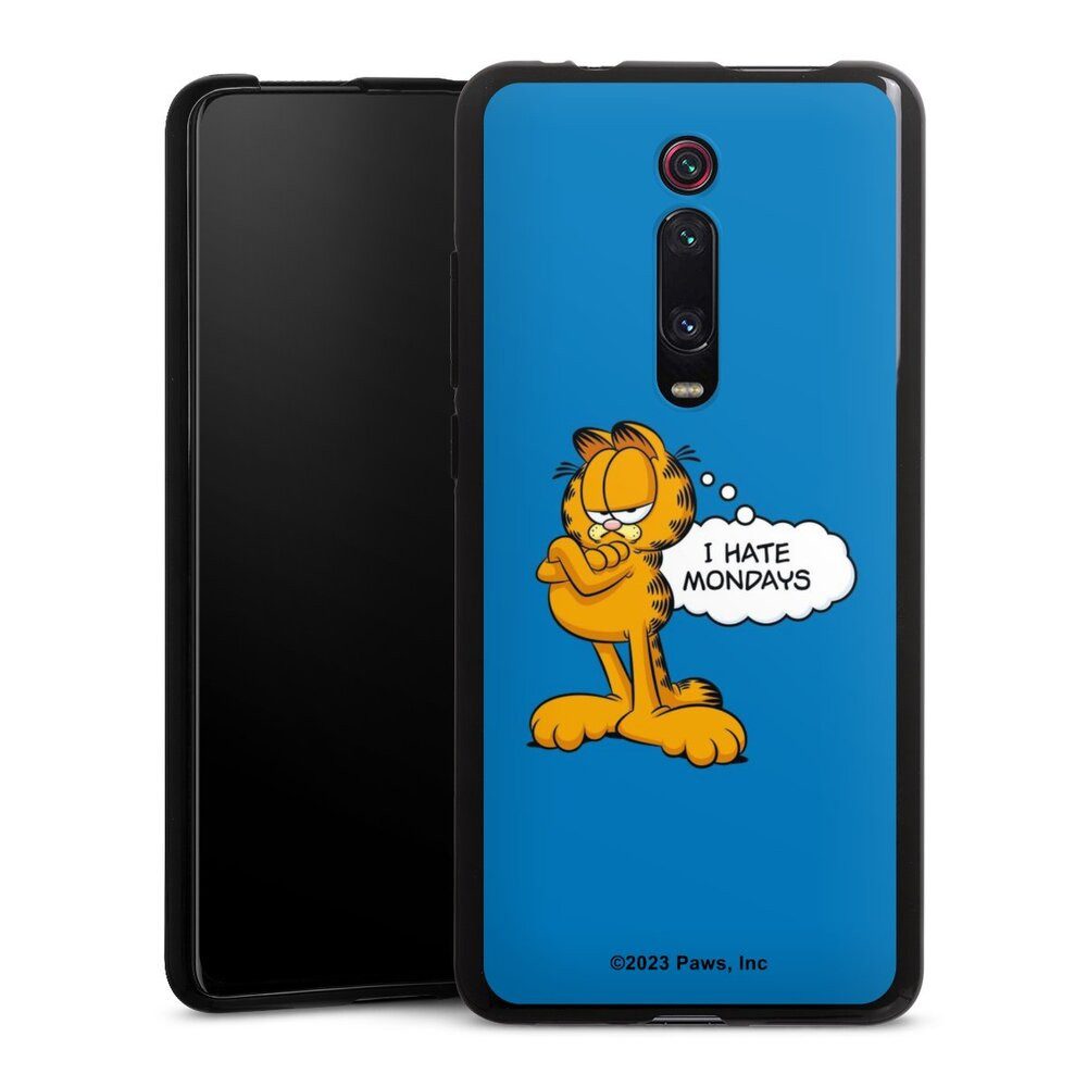 DeinDesign Handyhülle Garfield Katze Spruch Garfield I Hate Mondays Blue, Xiaomi Mi 9T Silikon Hülle Bumper Case Handy Schutzhülle