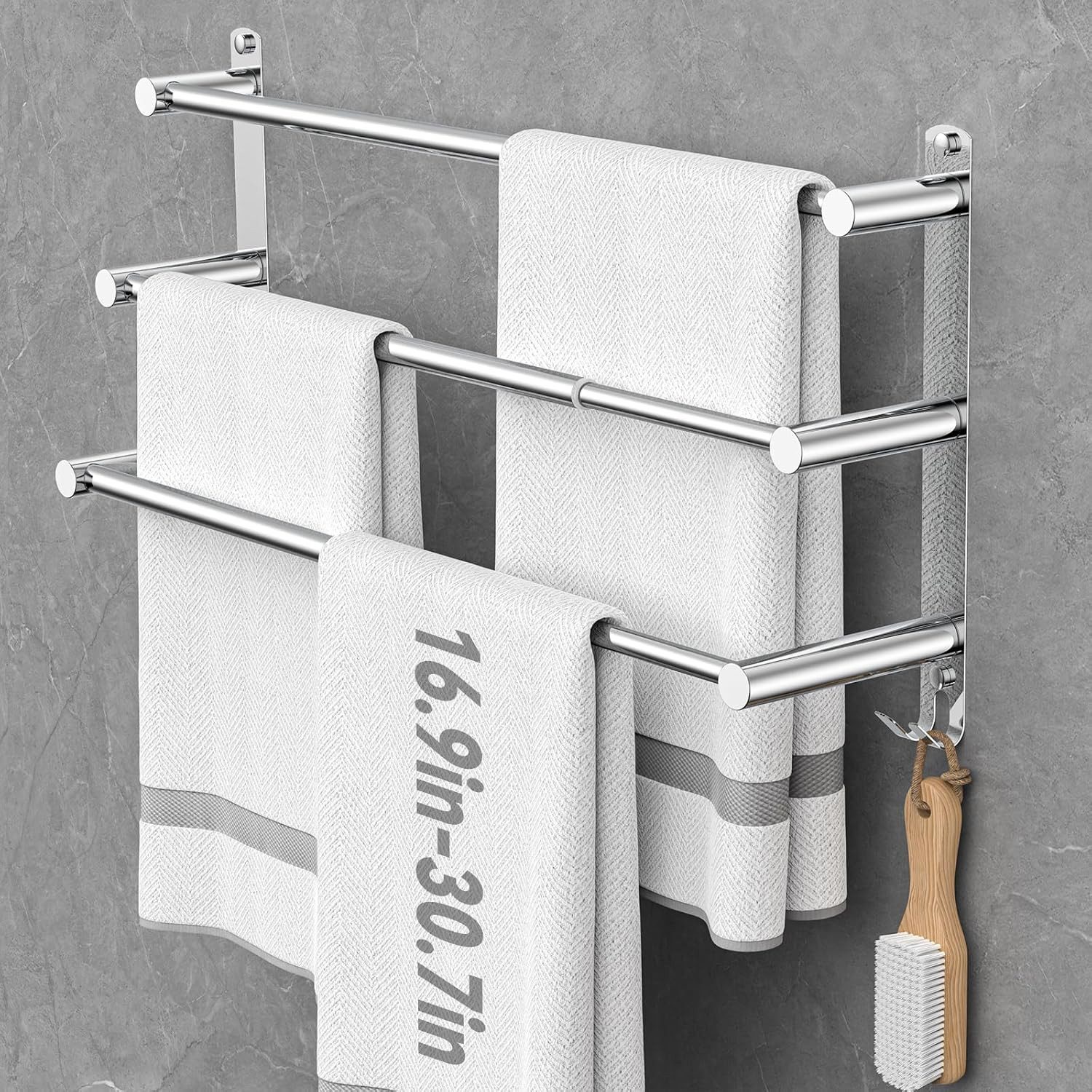 BlingBin Handtuchhalter Ausziehbar 43-78CM ohne Bohren Edelstahl Handtuchstange, mit Haken Badetuchhalter Wandmontage mit Bohren und Klebend