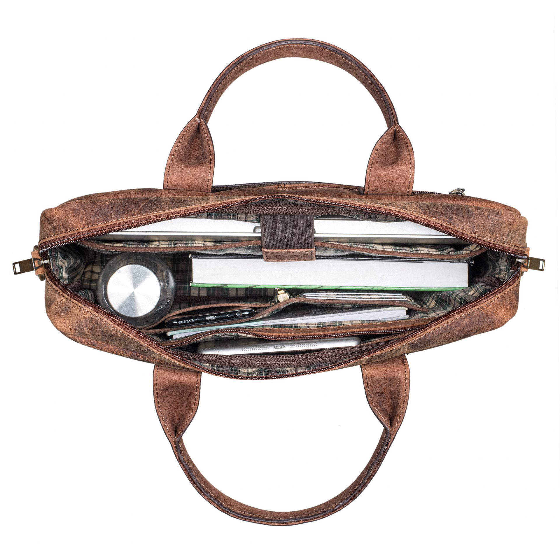 Benthill Aktentasche Echt Leder Schultertasche Herren Damen Laptoptasche Umhängetasche, Schultergurt / Umhängegurt Reißverschlussfach