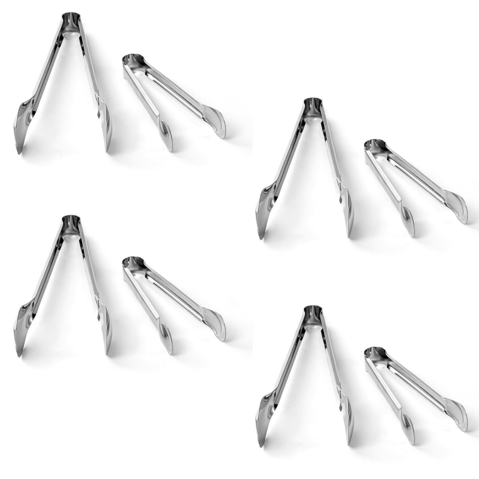 HAC24 Servierzange 8er Set Servierbesteck Salatbesteck Küchenzange Salatzange, Edelstahl, 29 cm & 18 cm