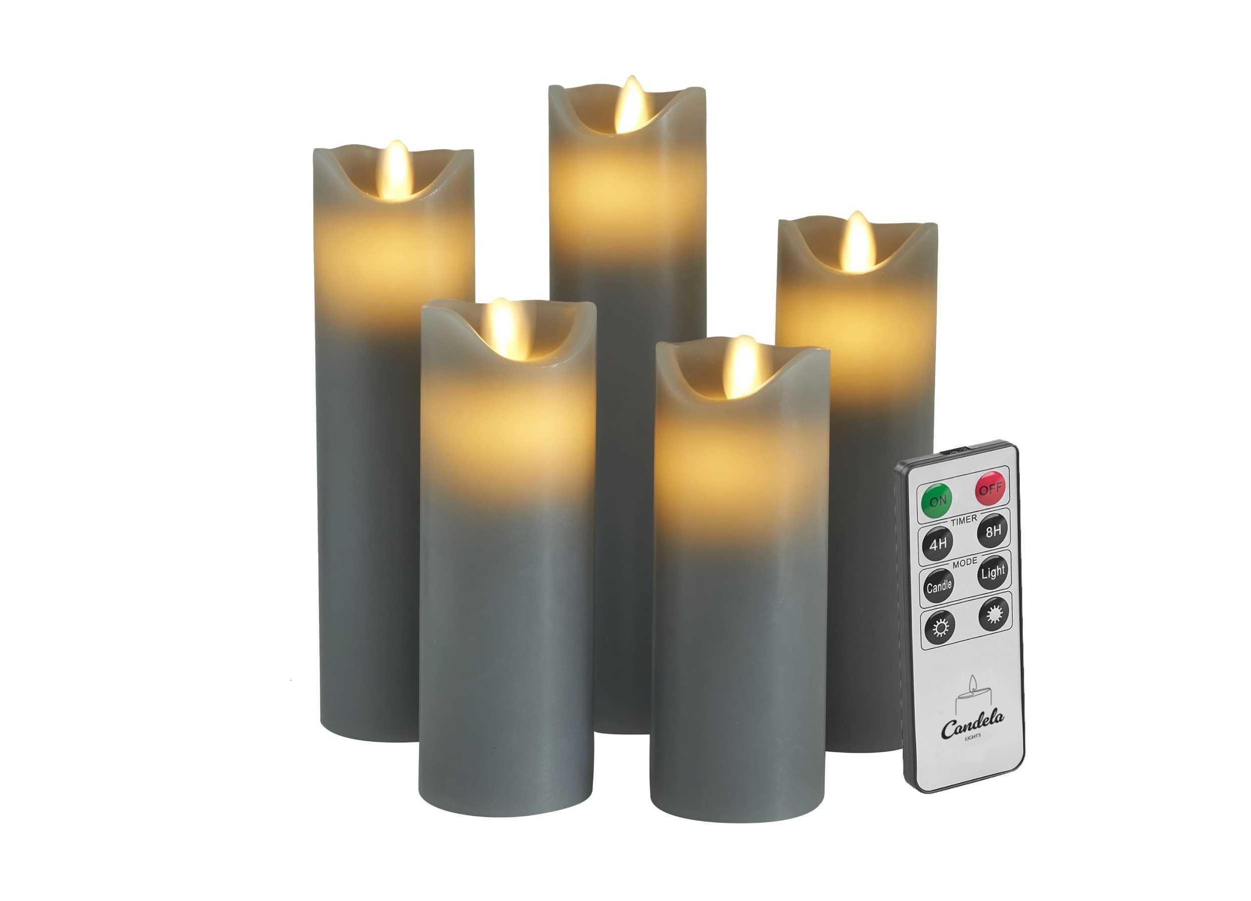 LC Home LED-Kerze Set Echtwachskerze Timerfunktion Fernbedienung LED Свечи Dimmbar (Set, 5-tlg., LED Свечи Set Stumpenkerzen mit Fernbedienung Timerfunktion dimmbar), LED Свечи 3er Set in 7,5x10/12,5/15 oder 5er Set in 5x13/14/16/18/20