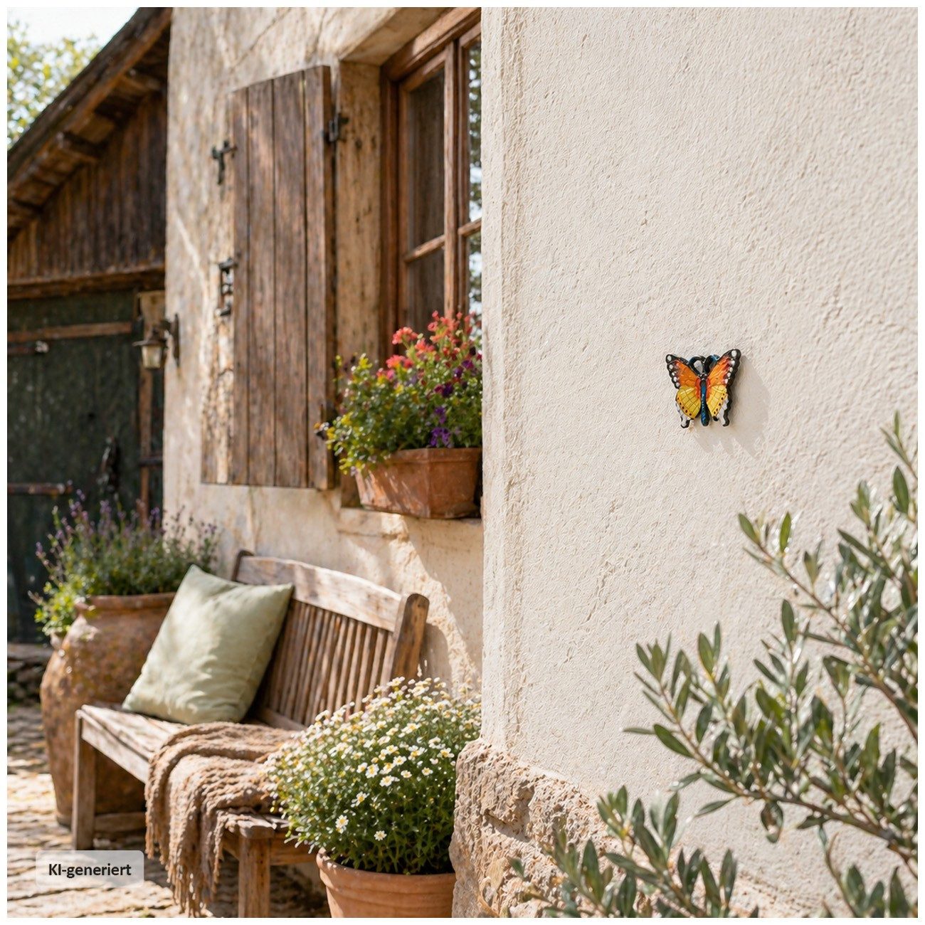 HTI-Line Wanddekoobjekt Schmetterling (Stück, 1 St., 1x Wanddeko Schmetterling, ohne Montagematerial), Wandschmuck Gusseisen Deko Tier Figur Wand Antik-Stil Gartendeko