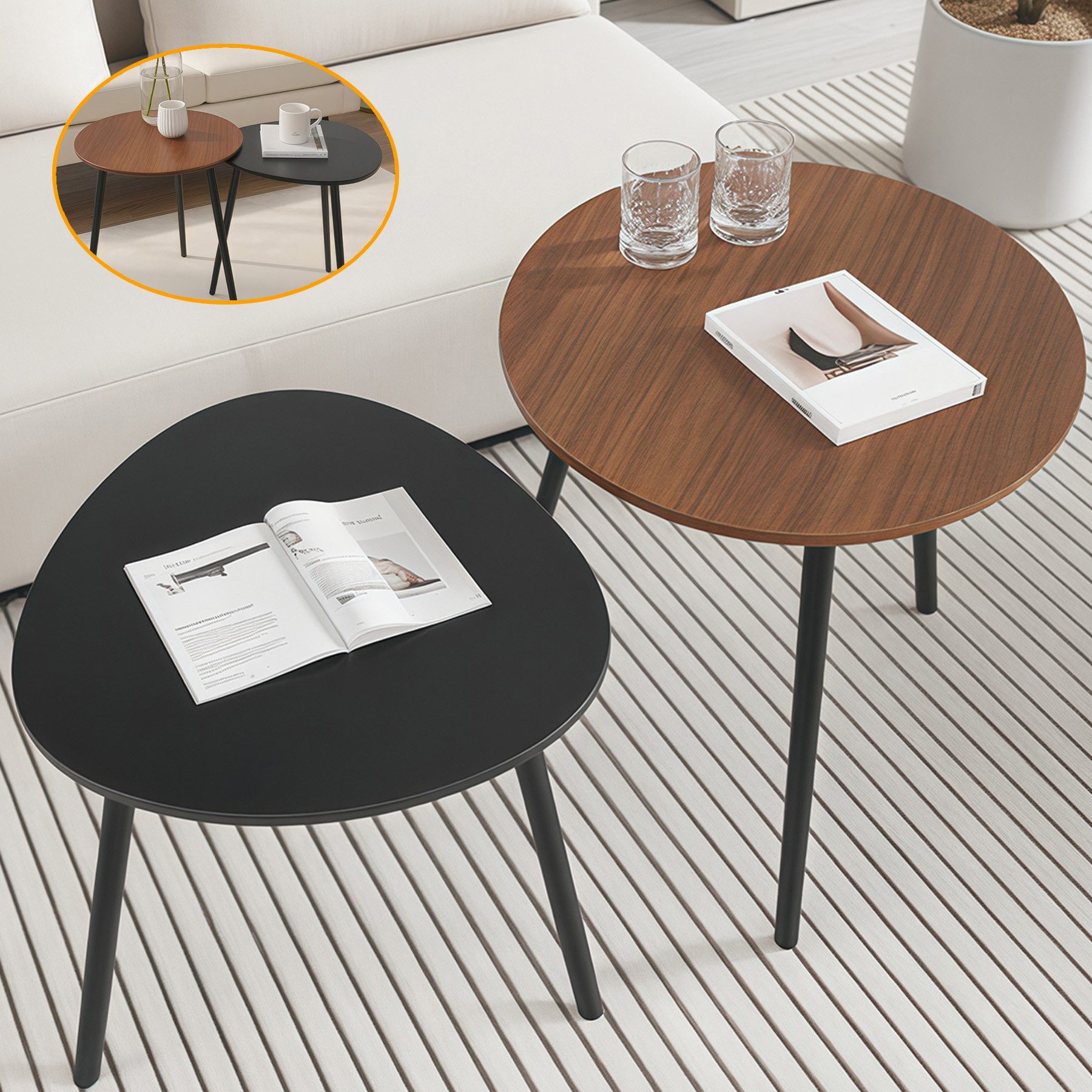MULISOFT Couchtisch 2er Set Beistelltisch Satztisch günstig online kaufen