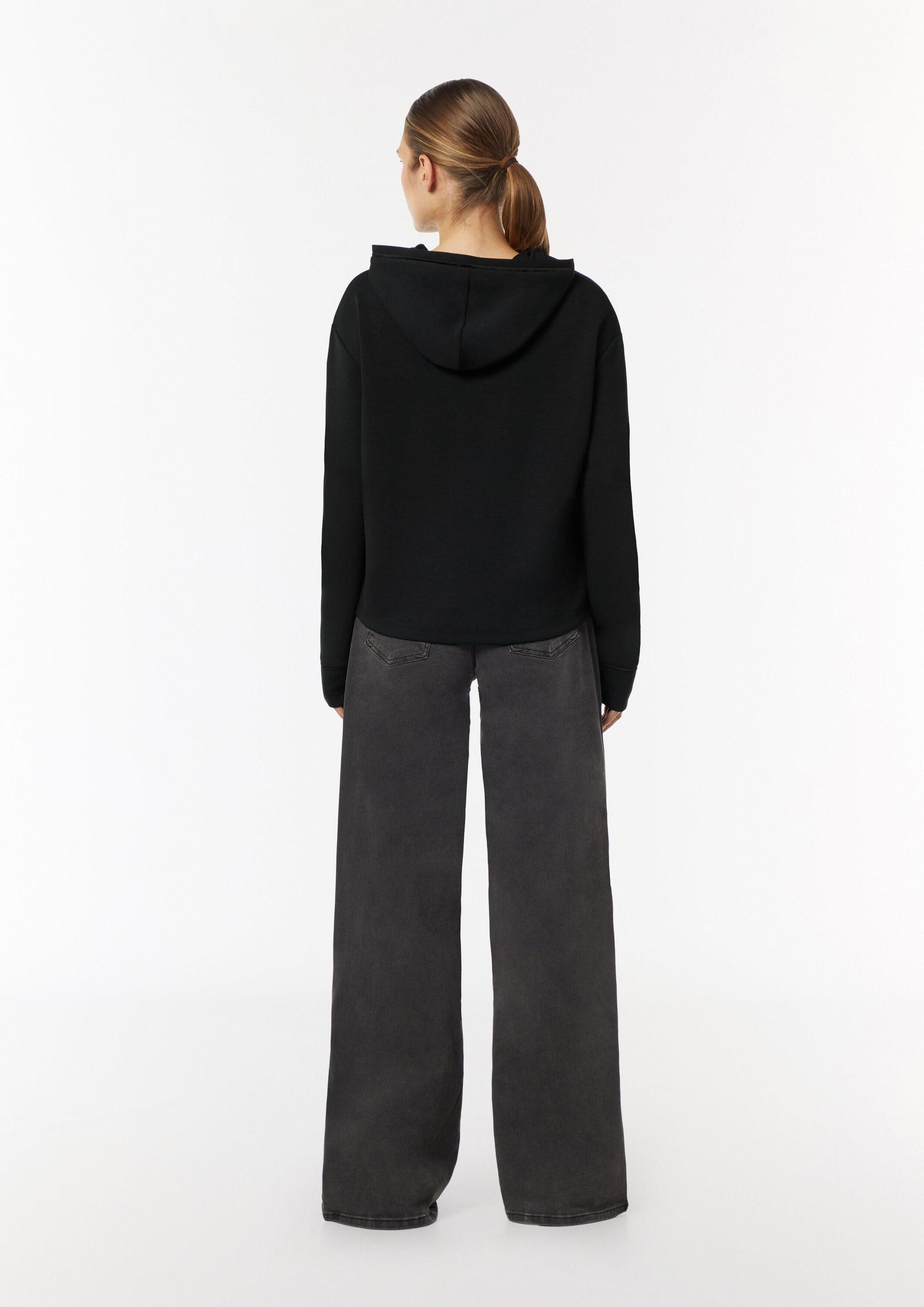 comma Sweatshirt Sweatshirt Kapuzen-Sweatshirt mit Satin-Details