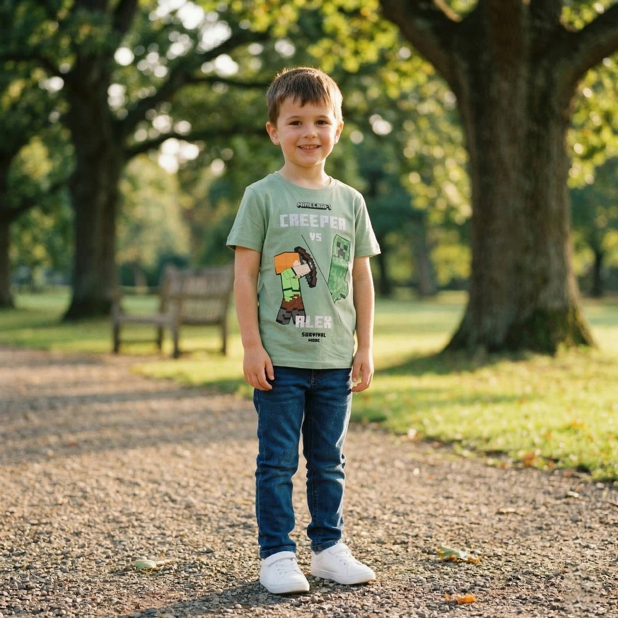 Minecraft Print-Shirt Minecraft Alex Creeper Kinder jungen T-Shirt Gr. 116 bis 152 - 100% Baumwolle