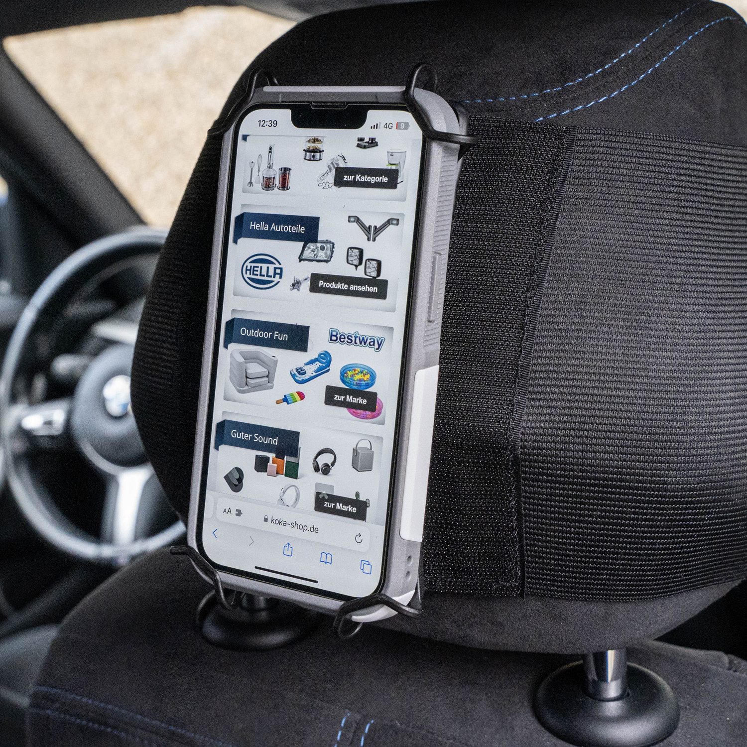 Filmer Handy-Halterung Universal Auto Rücksitz Halter Kopfstütze, (Halterung KFZ PKW Universell passend für Smartphone iPhone)