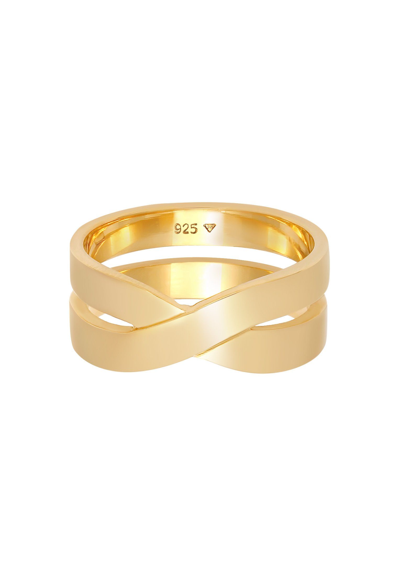 925 Look Herren Silber Überkreuz Silberring Gold Kuzzoi Bandring