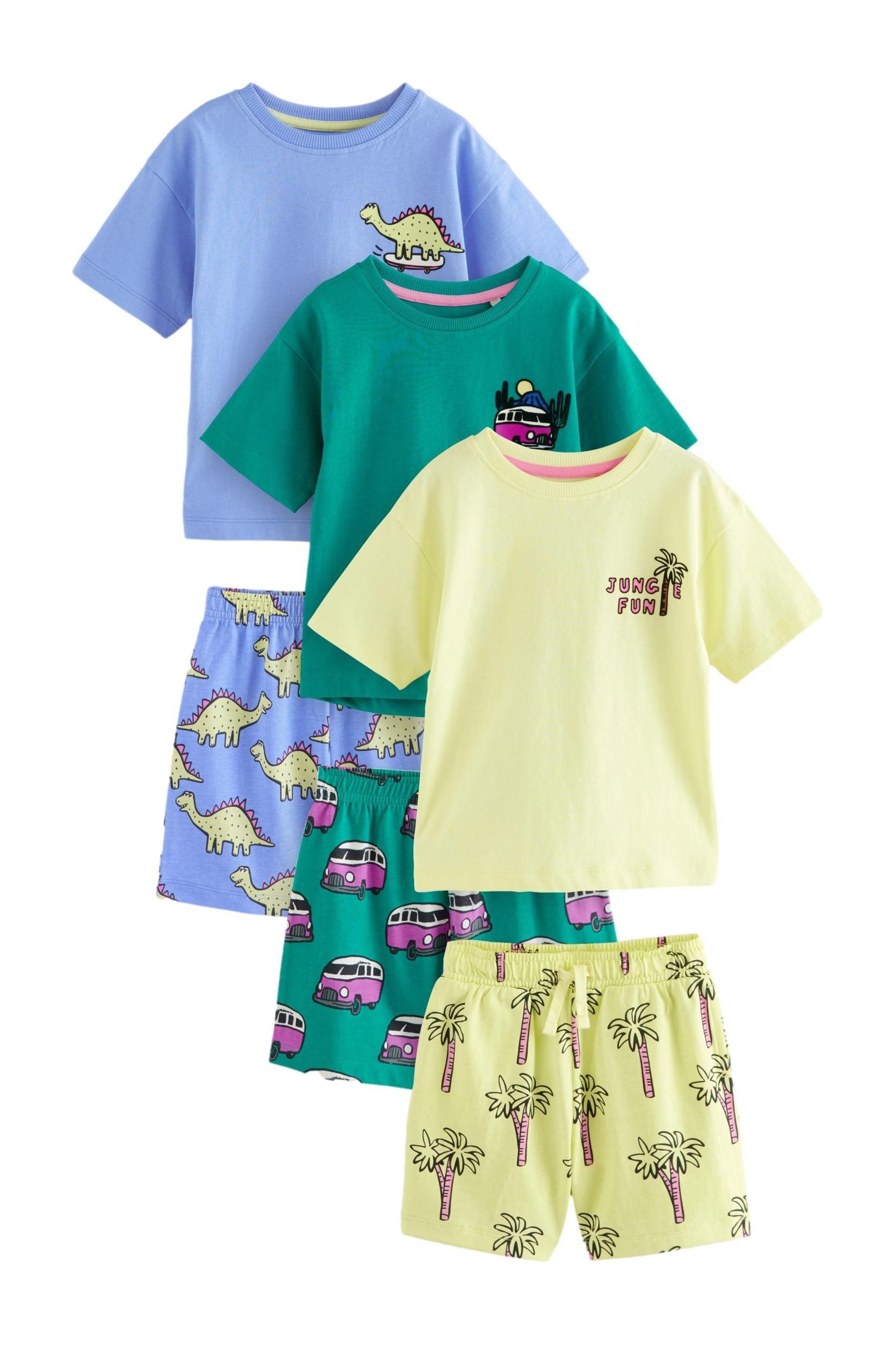 Pyjama Pyjamas mit Shorts aus 100 % Baumwolle, 3er-Pack