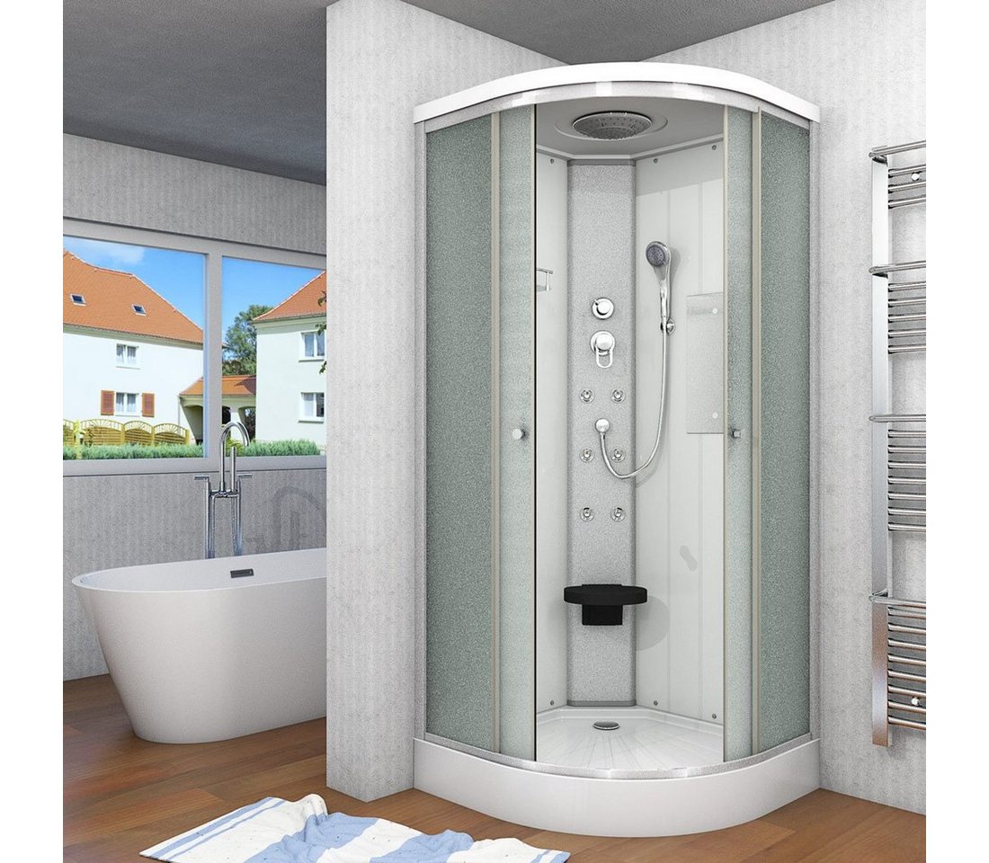 Thumbnail - AcquaVapore Komplettdusche Dusche Fertigdusche D10-20M0 Weiß 100x100, Sicherheitsglas ESG, inklusive Duschwanne, Höhenve...