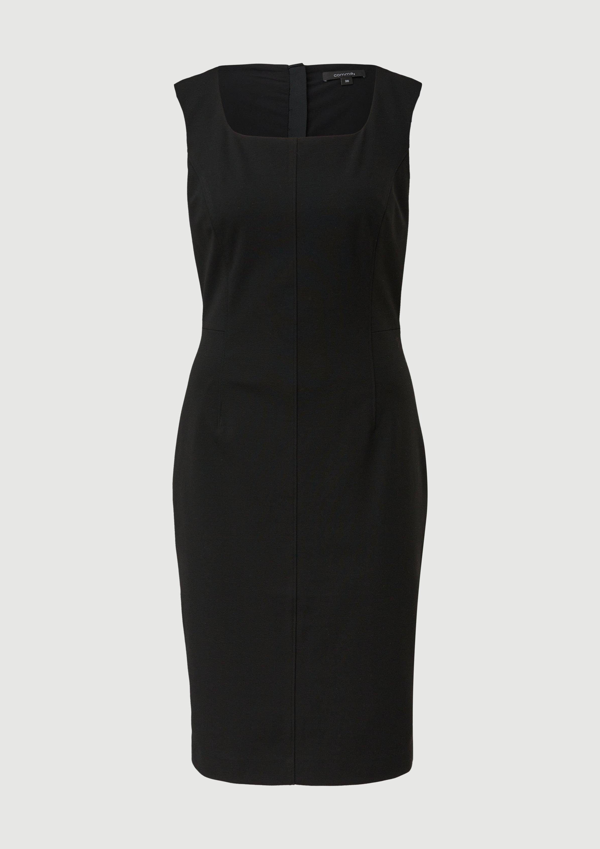 schwarz Kleid Comma Viskosemix aus Minikleid Ziernaht