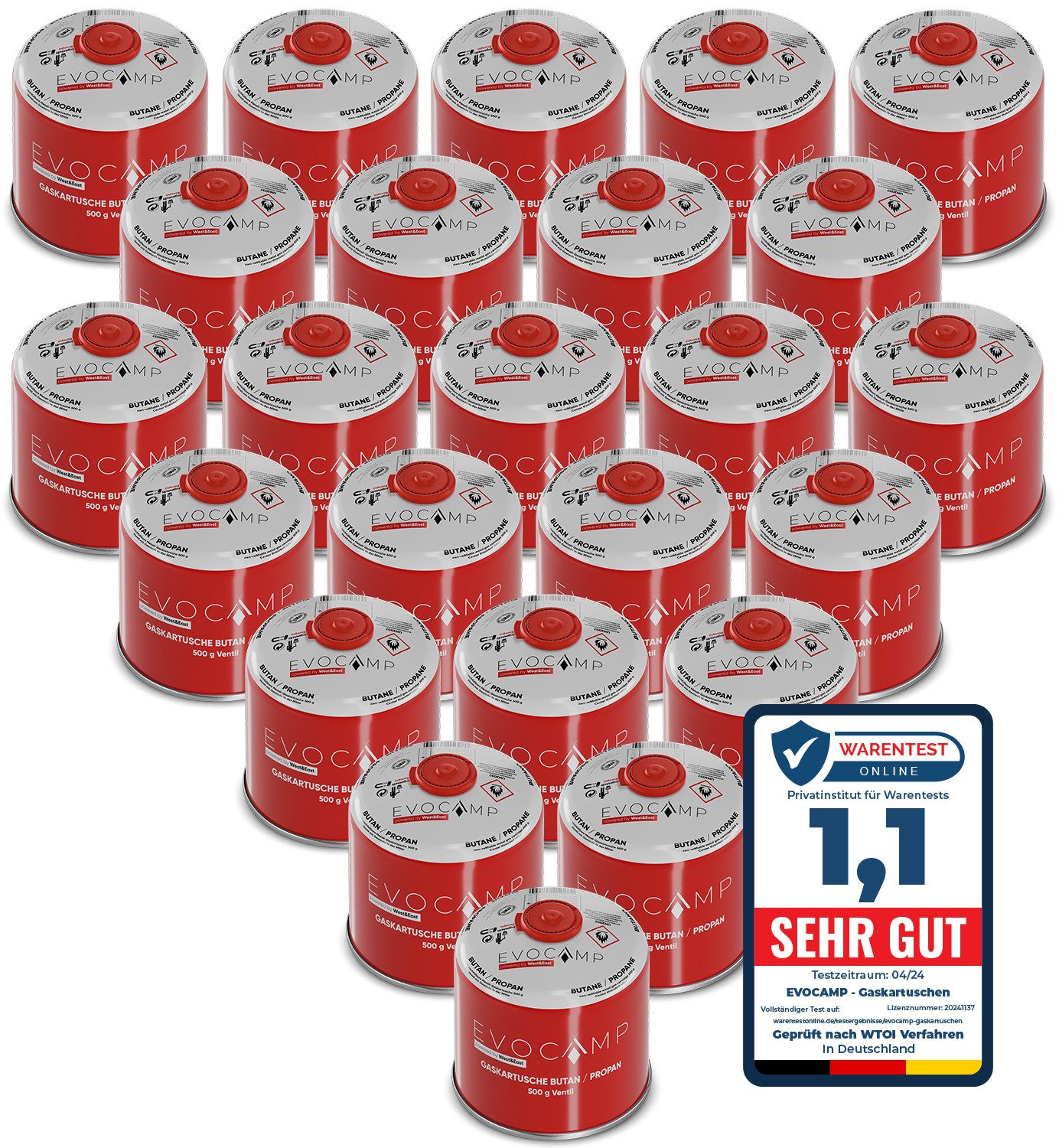 EVOCAMP Gaskartusche Ventilkartusche mit Butan/Propan Gas EN 417 500g mit S günstig online kaufen