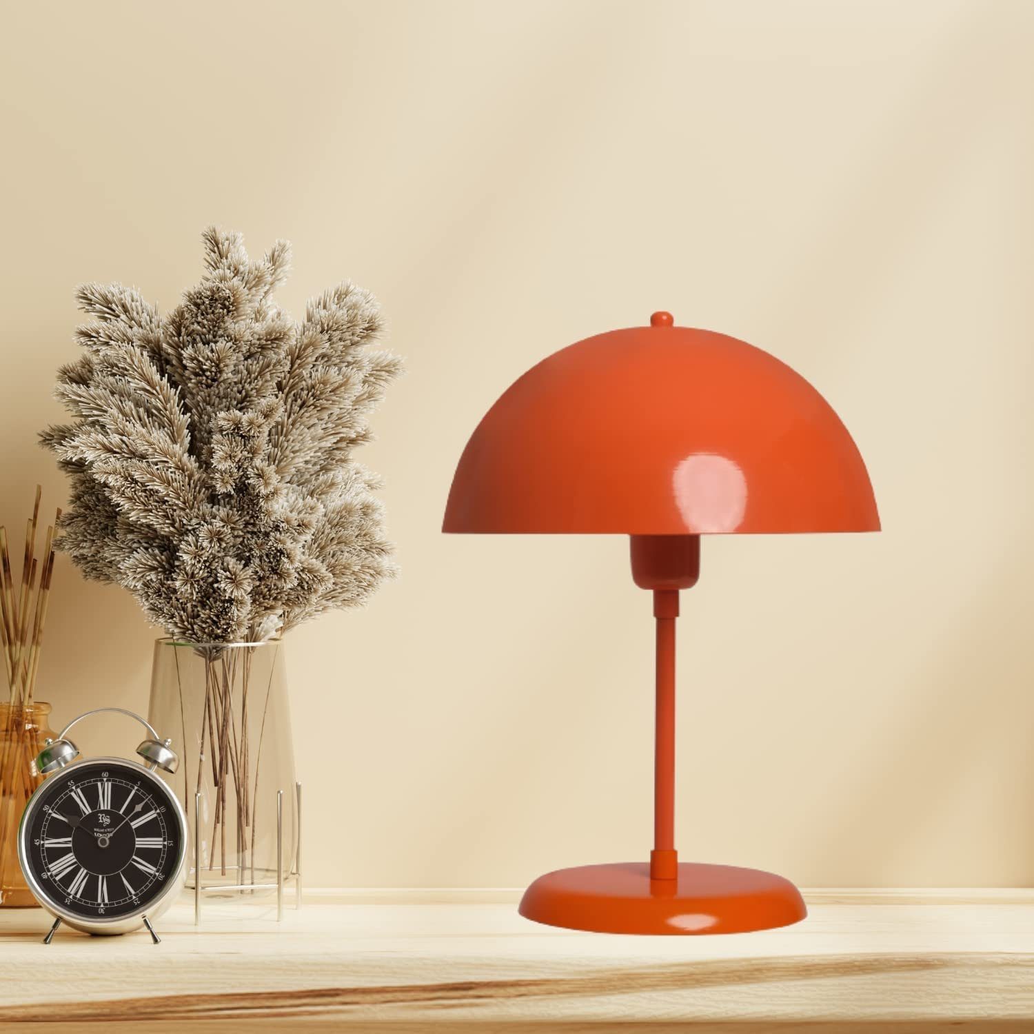 Bamyum Tischleuchte Bamyum Pilz Lampe I Lipeo I Ø 25 cm Metall Retro Kleine Tischlampe, ohne Leuchtmittel Orange