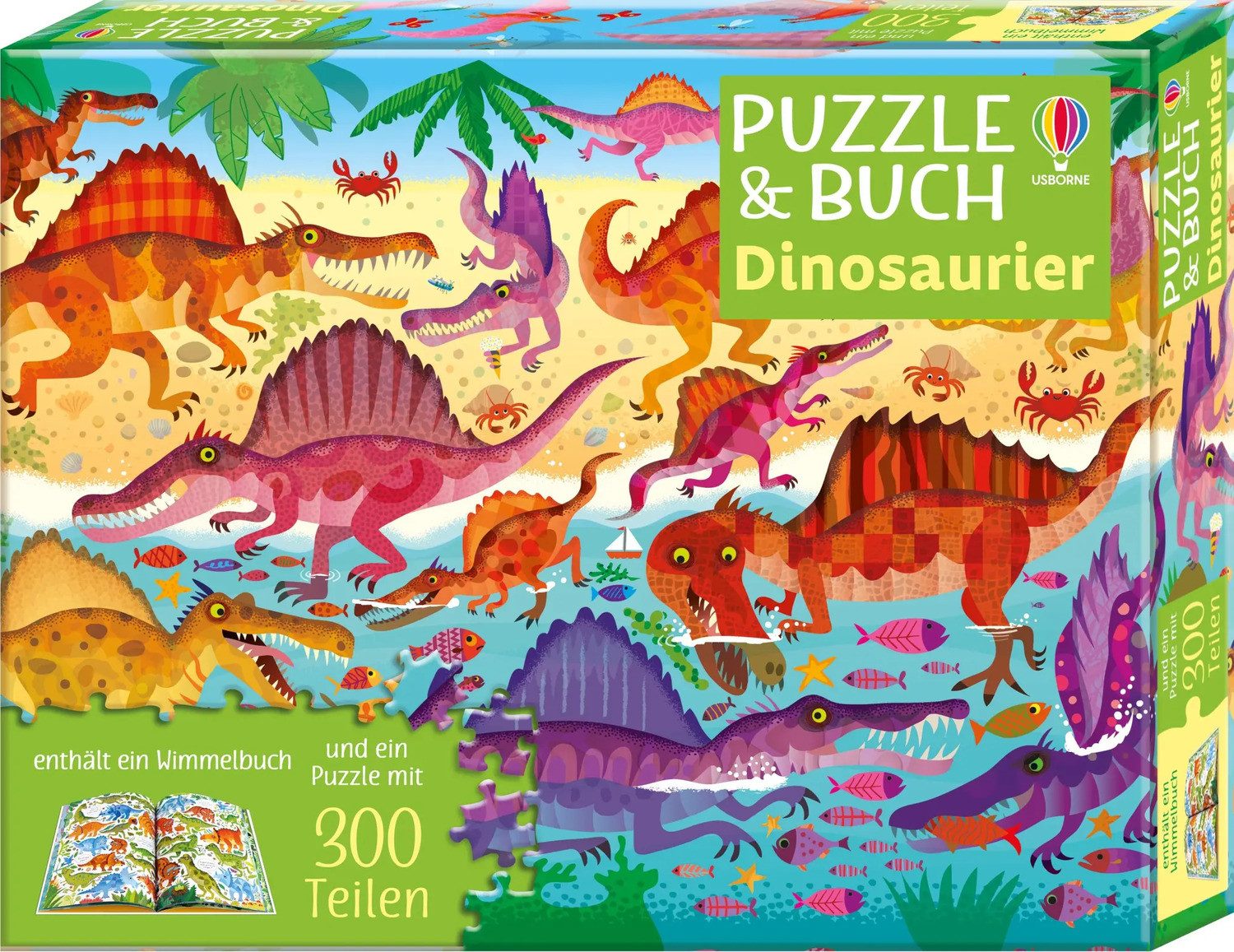 Usborne Verlag Puzzle Puzzle & Buch: Dinosaurier, 300 Puzzleteile