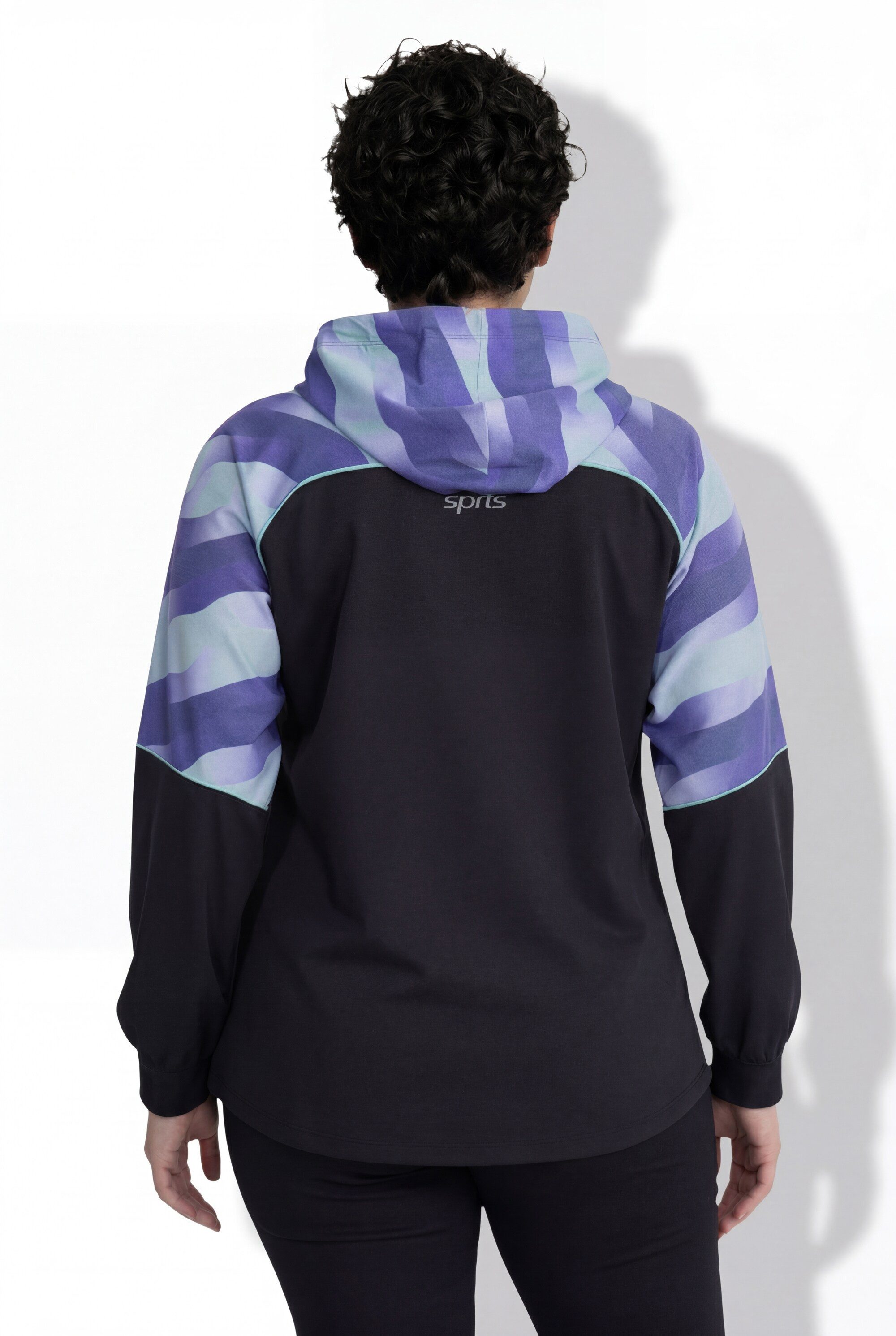 Ulla Popken Sweatjacke Light-Funktionsjacke Kapuze Daumenloch
