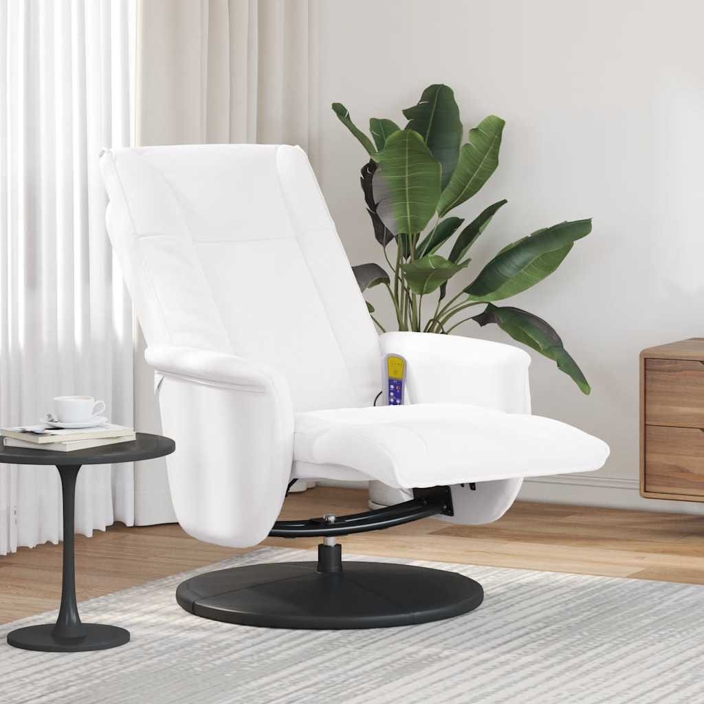 vidaXL Massagesessel, Massagesessel mit Fußteil Weiß Kunstleder