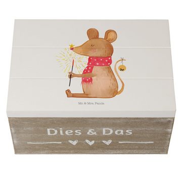 Mr. & Mrs. Panda Dekokiste 22 x 15 cm Maus Weihnachten - Weiß - Geschenk, Schatzkiste, Heiligabe (1 St), Vielseitig nutzbar