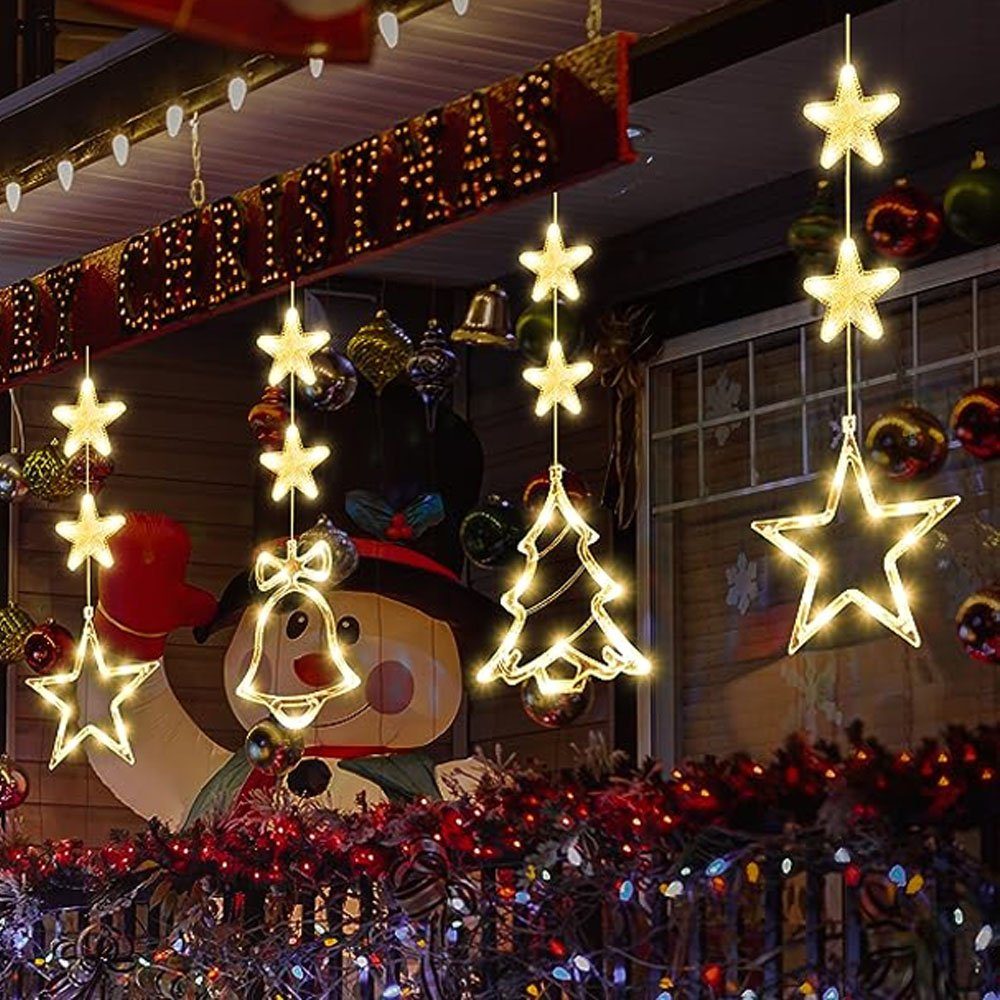 VIVIHEYDAY LED Оконная люстра LED-Lichterkette Fenster Weihnachtslichterkette mit Saugnapf, Warmweiß, Hängelampe
