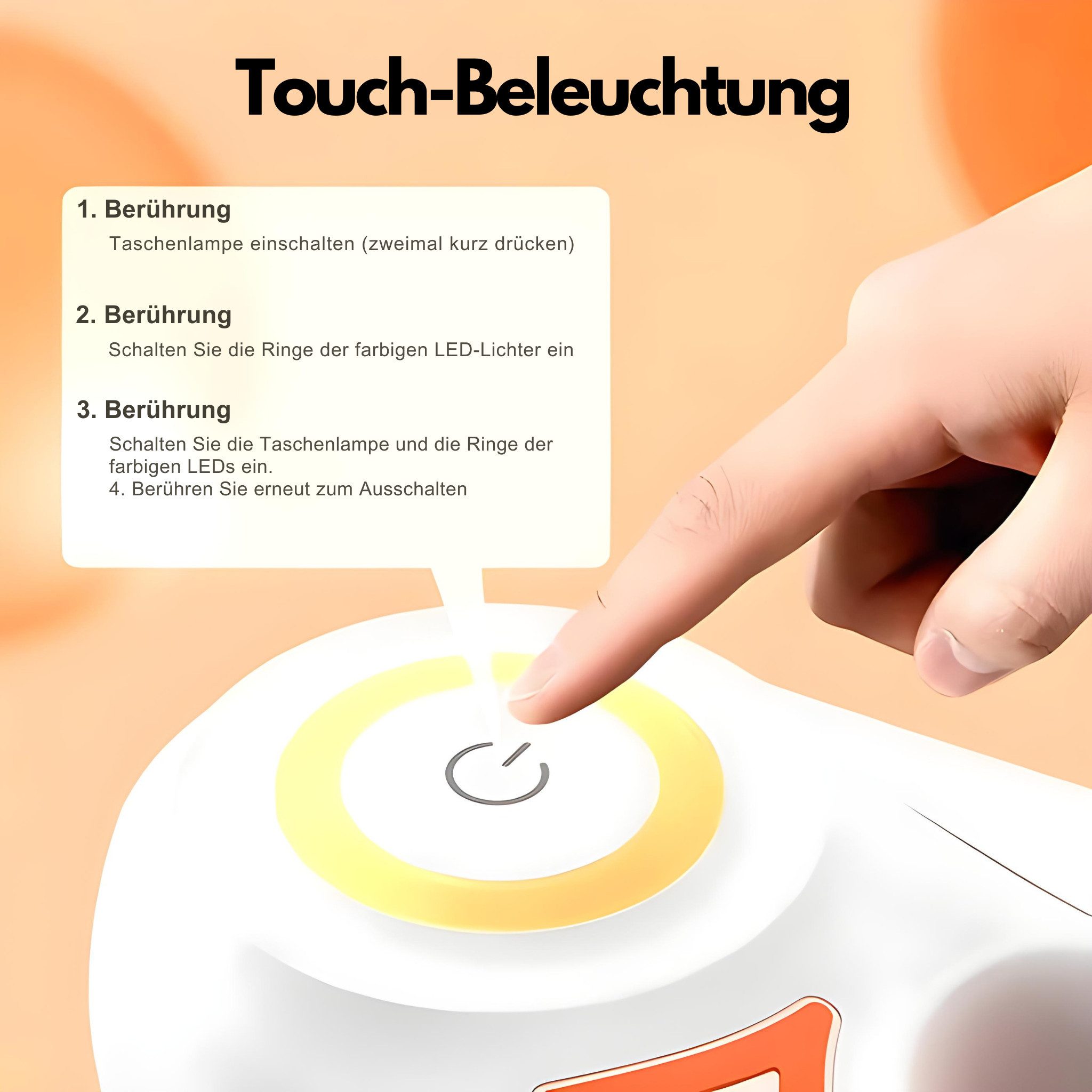 ROJECO Hundeleine mit LED Beleuchtung & Taschenlampe, Touch Bedienung, mit LED-Beleuchtung & integrierter Taschenlampe – Bild 5 von 5