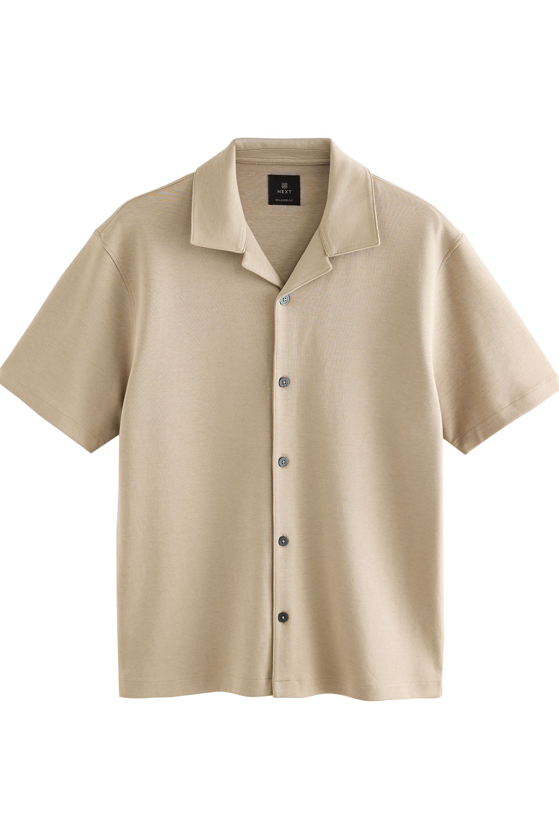 Next Kurzarmhemd Elegantes Relaxed Fit Jersey-Hemd mit Kuban-Kragen (1-tlg) günstig online kaufen