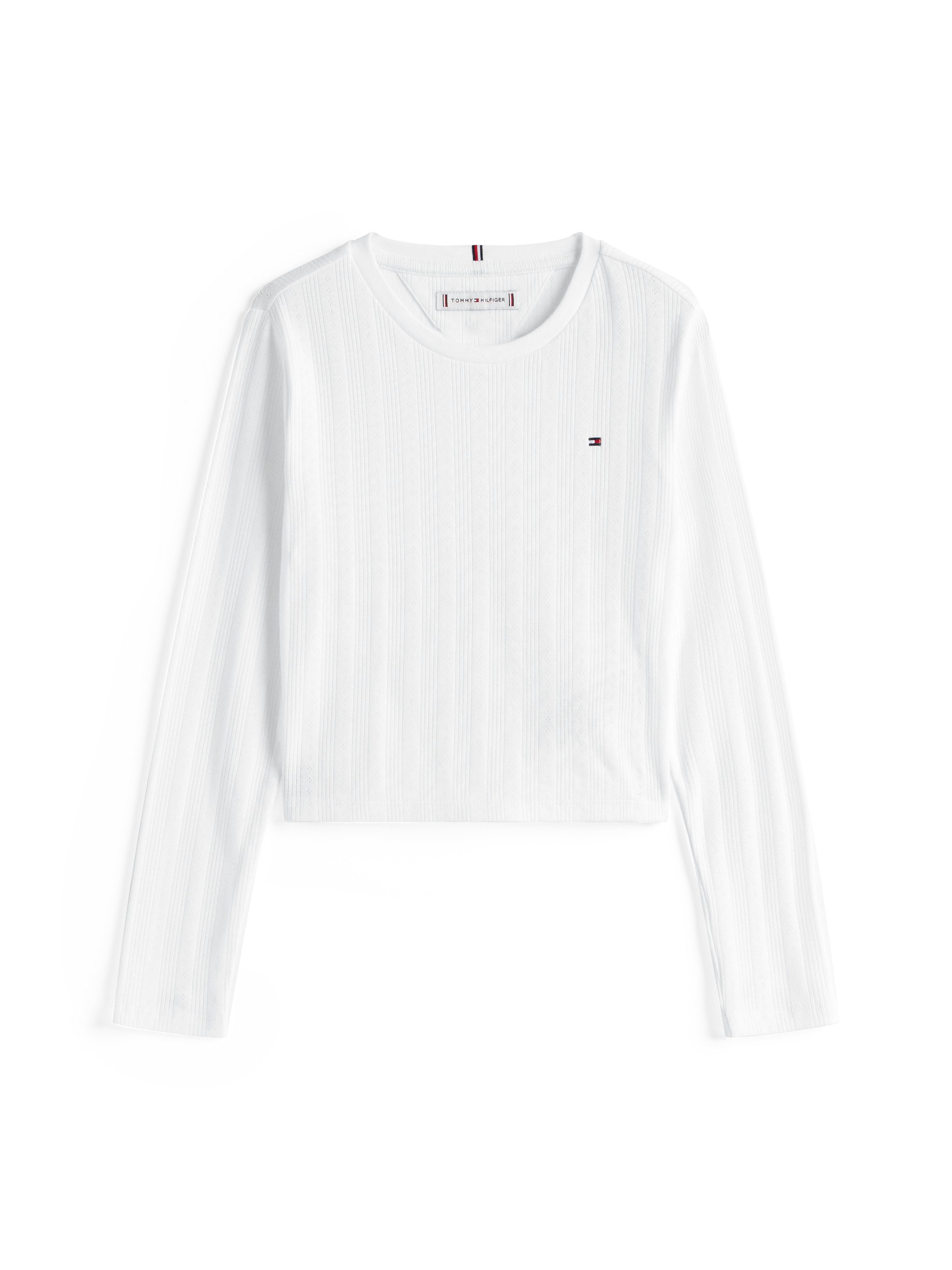 Tommy Hilfiger Langarmshirt POINTELLE TOP LS für Kinder bis 16 Jahre, mit Logo-Druck