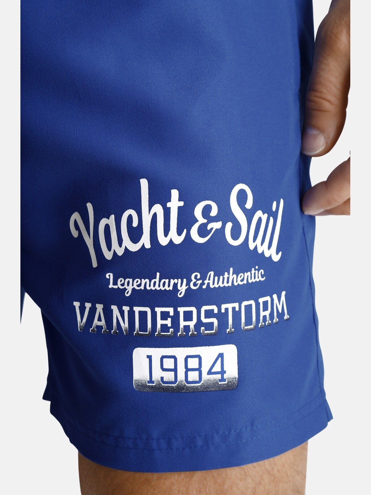 Jan Vanderstorm Print einem ELIAN Bein mit blau auf Badeshorts