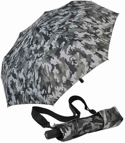 iX-brella Stockregenschirm XXL Trekking-Schirm mit farblich passender Umhängetasche - Camouflage, sehr-groß