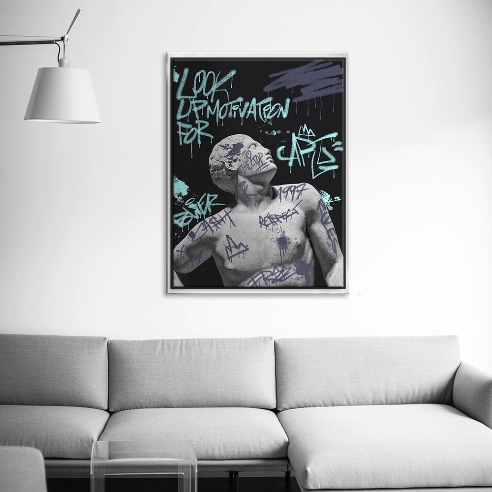 DOTCOMCANVAS® Leinwandbild, Leinwandbild Pop Art Motivation Motivationsbild for h Up Graffiti Rahmen goldener Büro