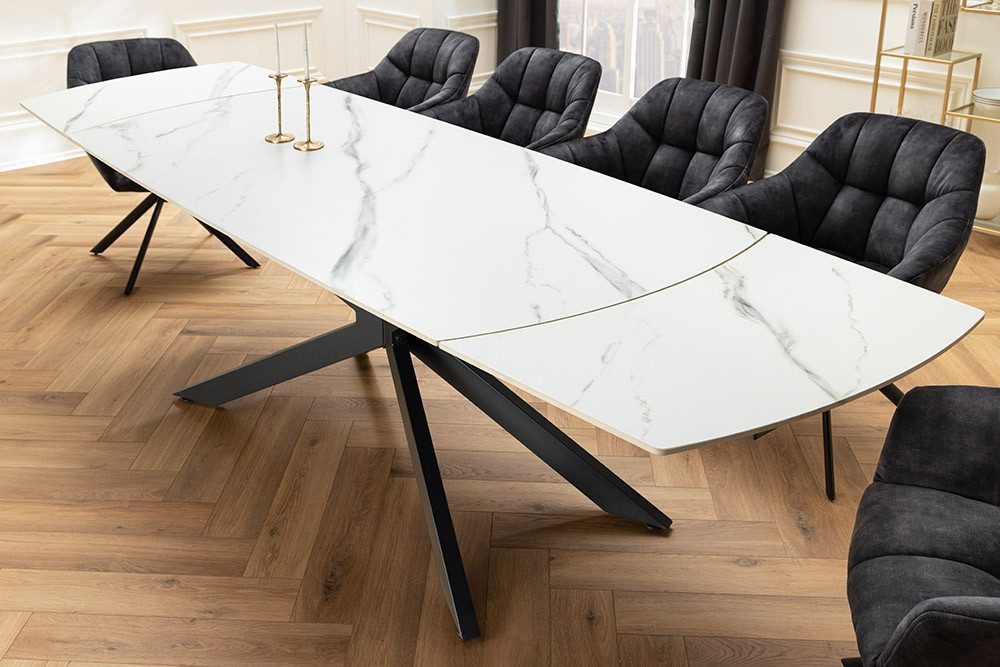 riess-ambiente Esstisch COSMOS 160-240cm weiß/schwarz - Keramik, Metallgestell, ausziehbar (Einzelartikel, 1-St), verlängerbarer Konferenztisch für 12 Personen  – Bild 4 von 5