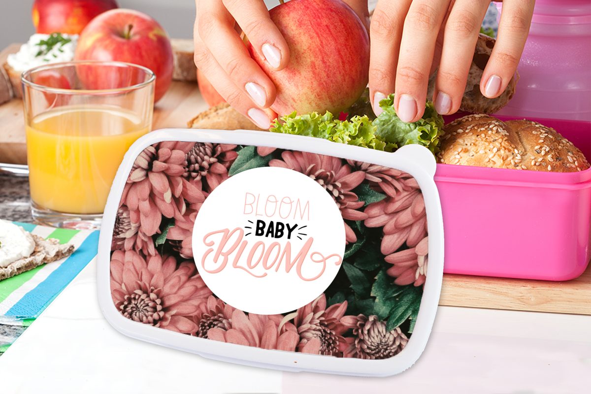 - Snackbox, (2-tlg), Lunchbox Kinder, Zitate, Erwachsene, MuchoWow Brotbox Brotdose rosa Sprichwörter bloom' Bloom Mädchen, Kunststoff, Kunststoff - baby für