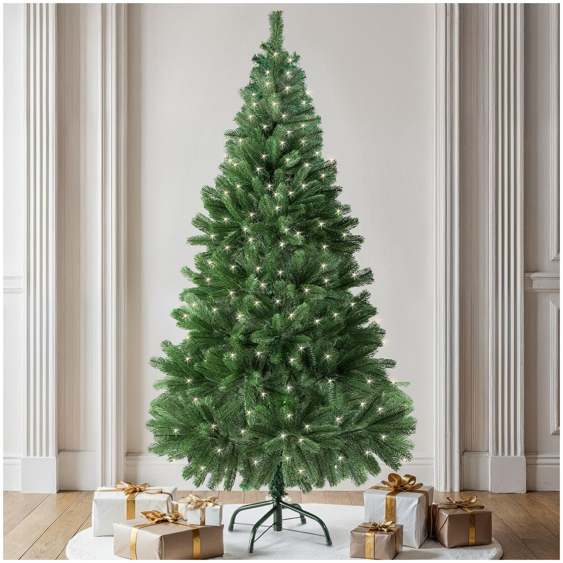 tectake Künstlicher Weihnachtsbaum Set Kunstweihnachtsbaum, Metallständer mit Kunststoffkappen, Undekorierter/Unbeleuchteter Baum, Spritzguss, detailliert und naturgetreu, formbar mit viel Volumen
