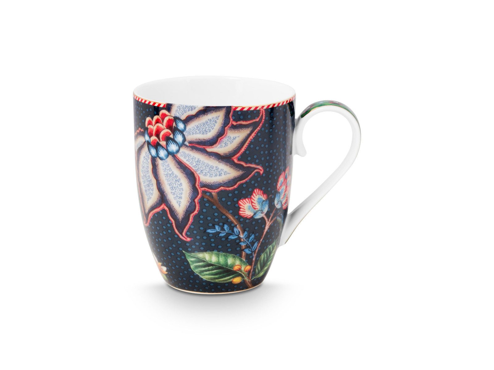 PiP Studio Becher Berry Blues Flower Henkelbecher blau 350ml, Porzellan