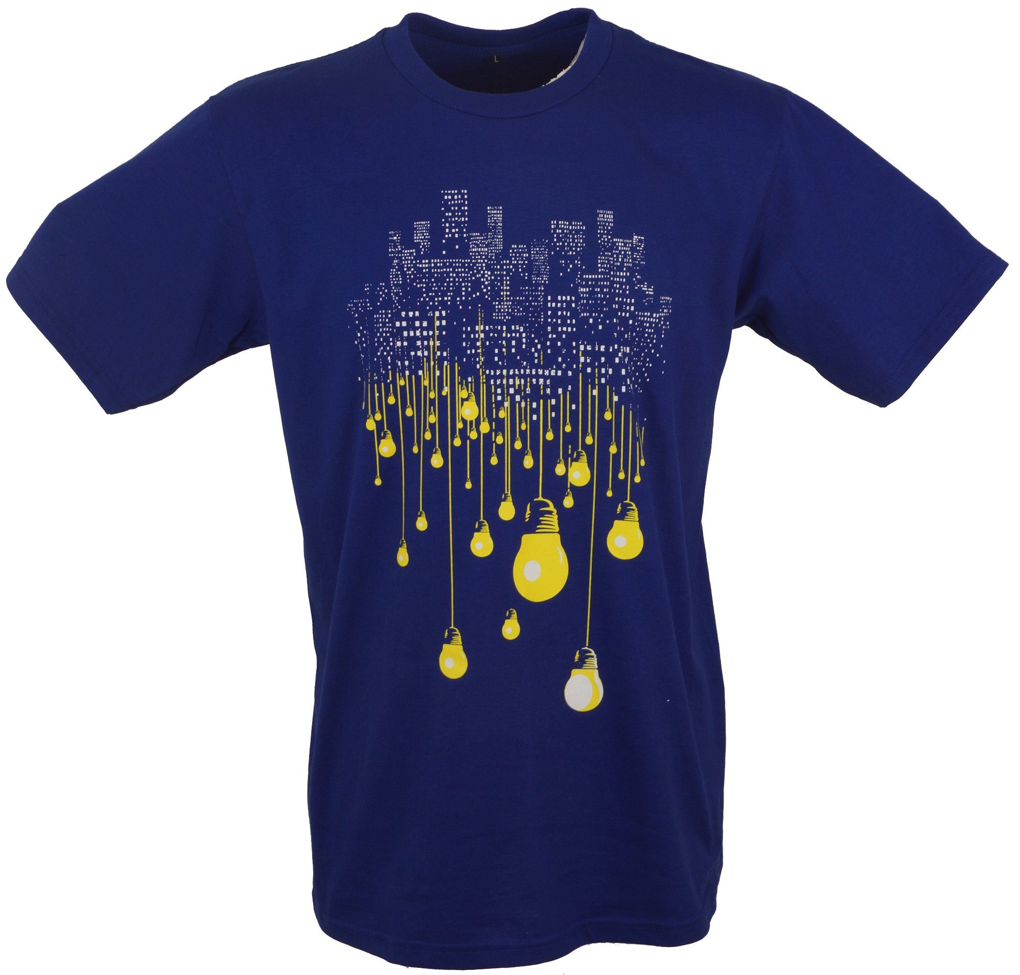 Guru-Shop T-Shirt Fun Retro Art T-Shirt `Großstadt` - blau alternative Bekleidung