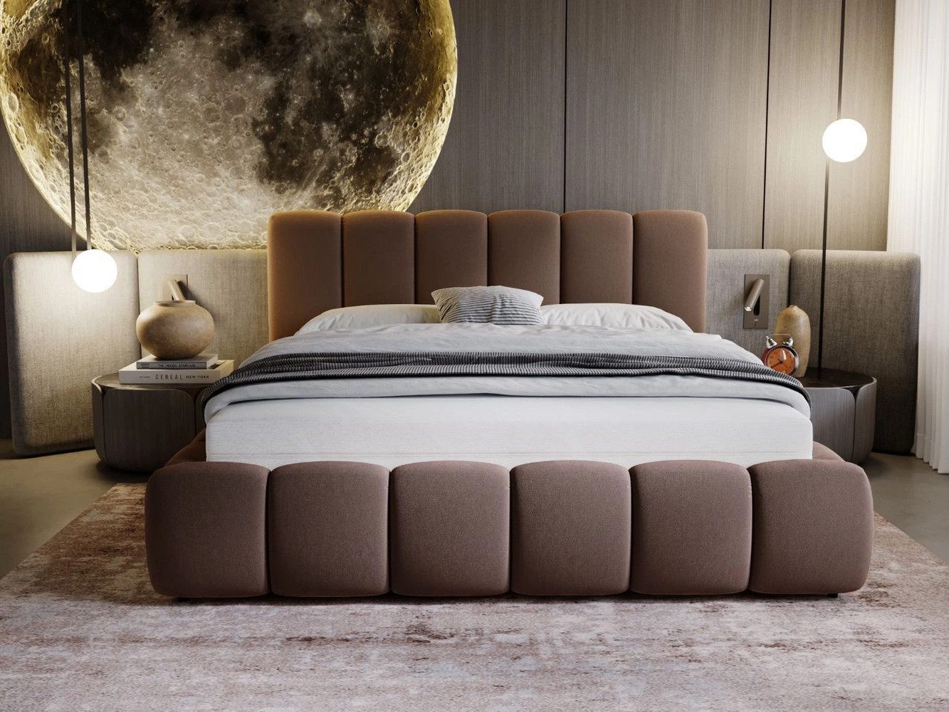 GrainGold Polsterbett mit Bettkästen CLOUD, Modern Bett mit Kopfteil - 200x günstig online kaufen
