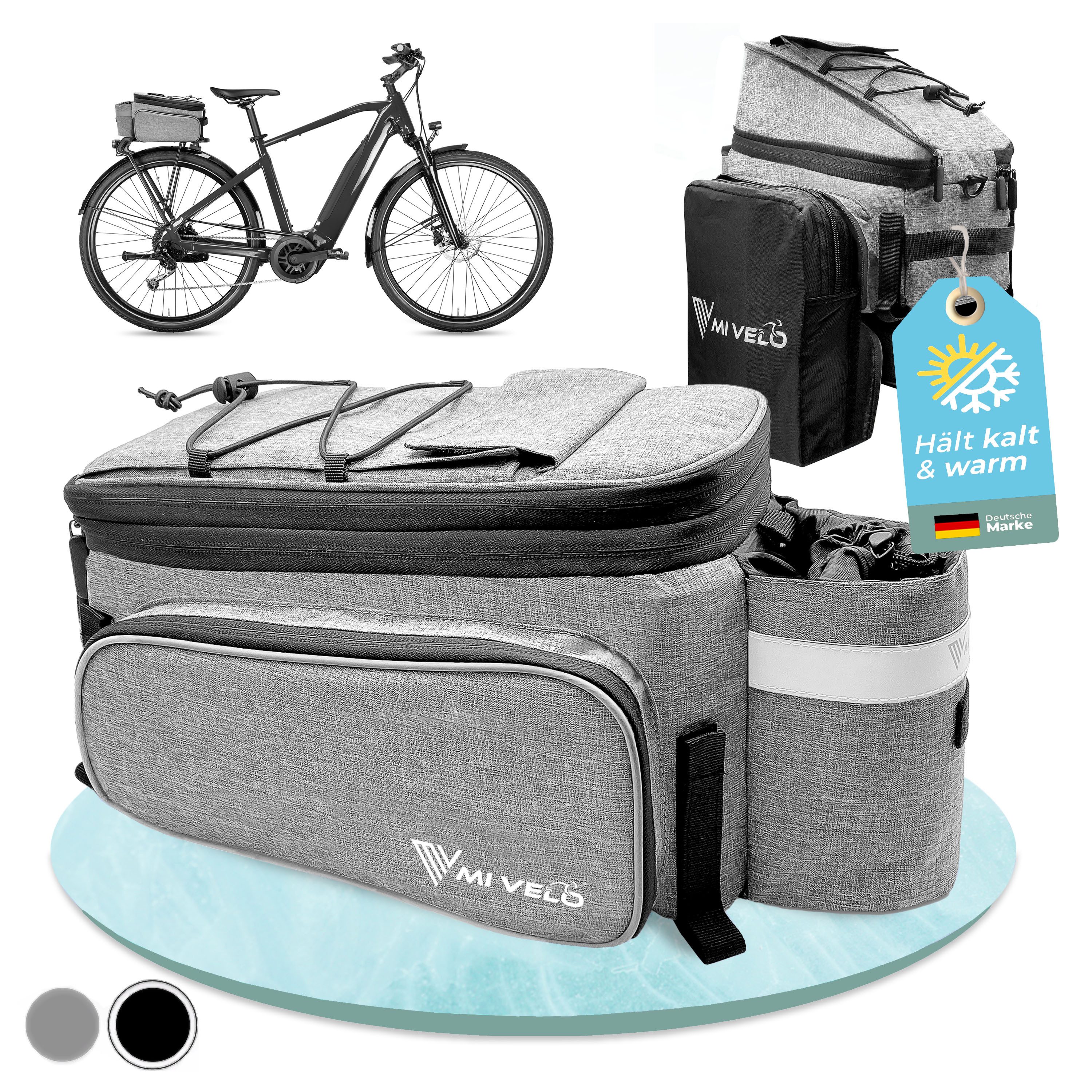 MIVELO Fahrradtasche Gepäckträgertasche für Fahrrad Gepäckträger erweiterbar bis 20L, wasserabweisend