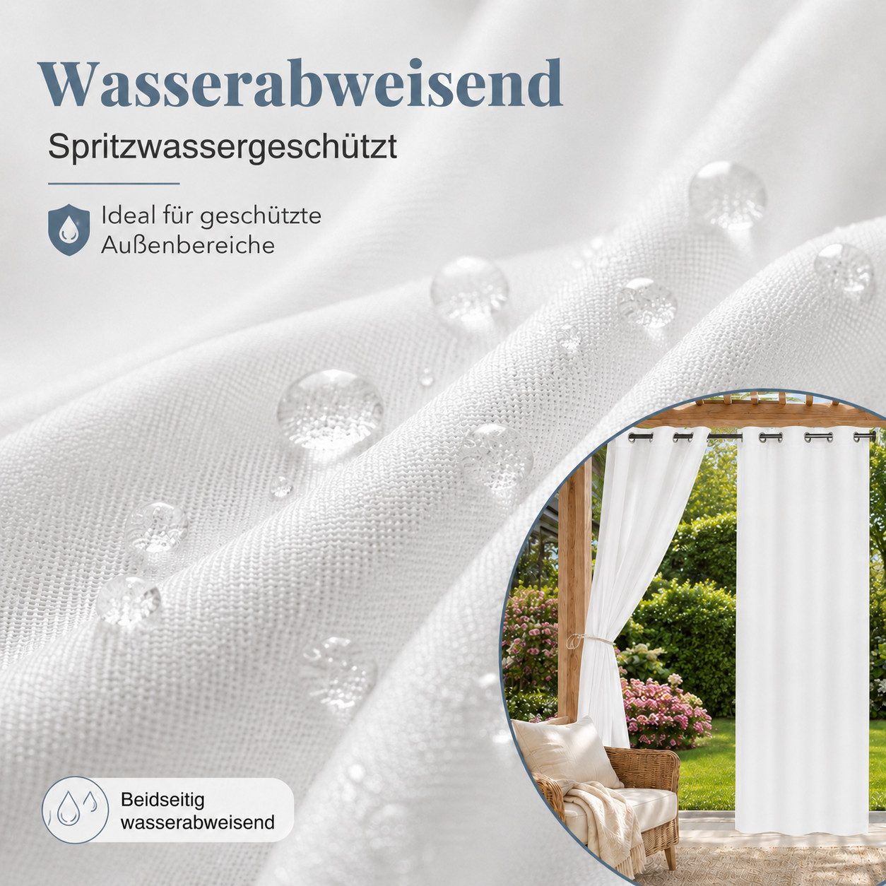 Sunicol Outdoorvorhang Transparent spritzwassergeschützt Außenvorhang mit Ösen Gardinen (1 St), Voile Sichtschutz für Pavillon Terrasse Pergola Balkon Garten