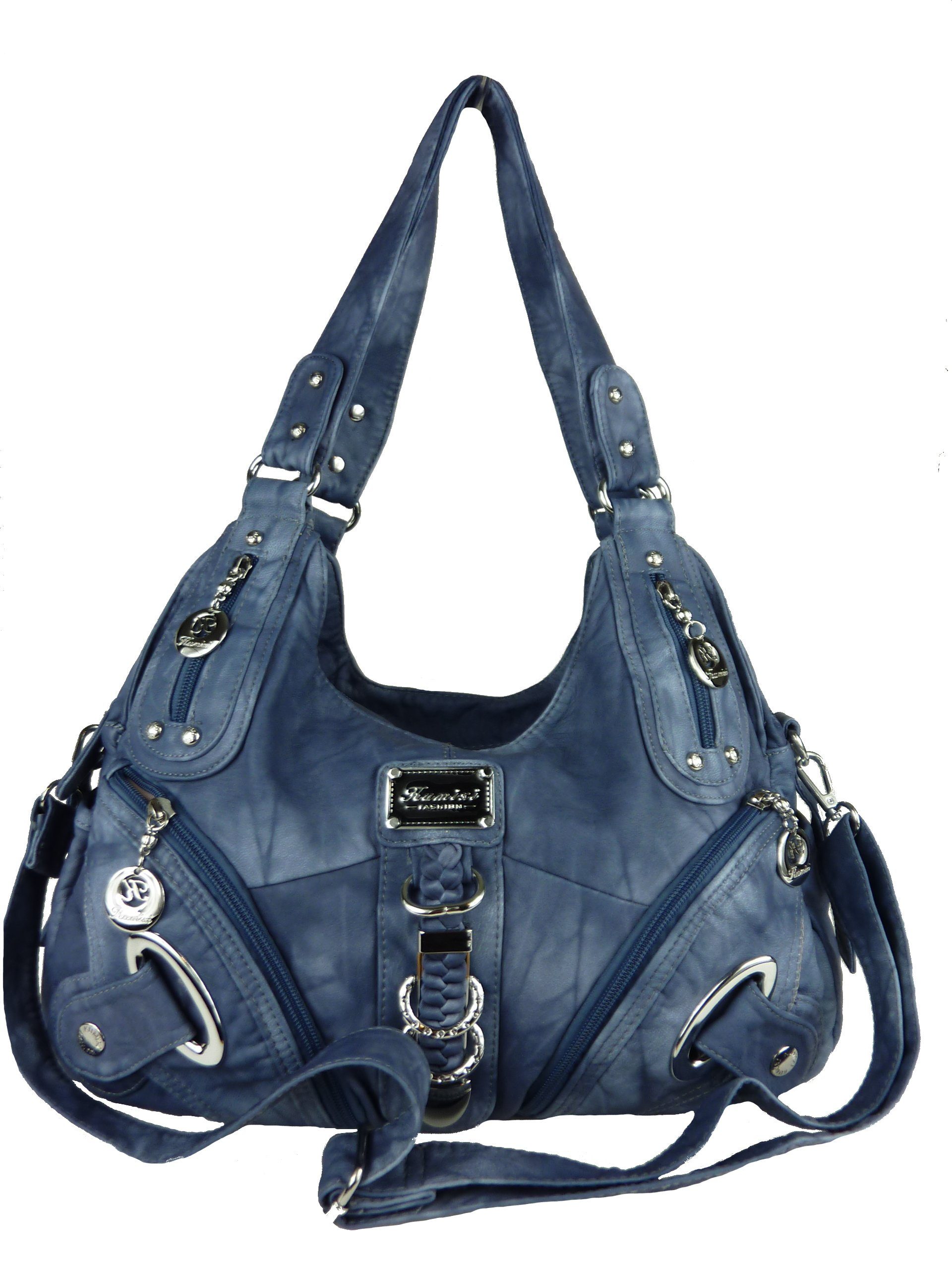 Taschen4life Schultertasche Damen, klassische Umhängetasche, Hobo AK11282, Handtasche mit abnehmbaren Schulterriemen, Innen- und Außenfächer